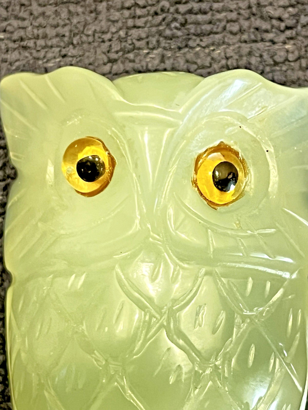 Vintage Rare Original Jade Nephrite Owl Figurine