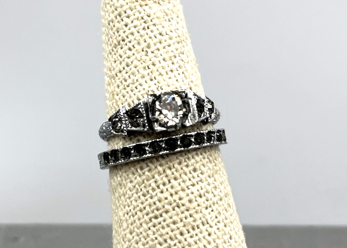 Vintage Little Nemo Paste Stone Ring Set Silver Tone Size 4.75 – 6