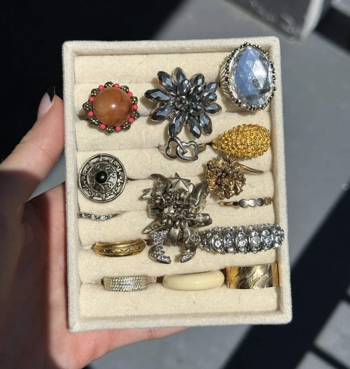 Mixed Lot 16 Fashion Rings Multicolor Metal Rhinestone Mixed Materials Unisex