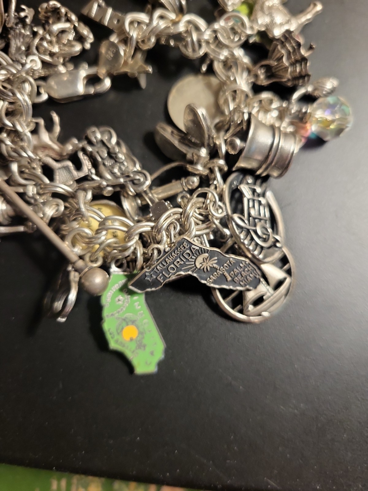 Vintage 925 Sterling Silver Loaded Charm Bracelet 104 Grams