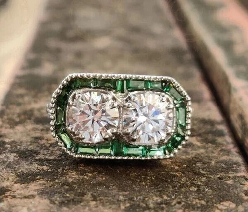 Vintage Art Deco Style Round Cut Lab Created Diamond 925 Silver Engagement Ring
