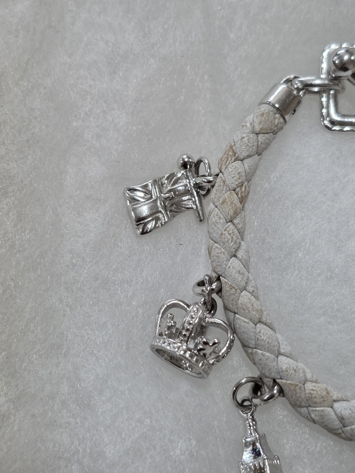 BURBERRY STERLING SILVER 925 CHARM WATCH BRACELET W/ 7 CHARMS