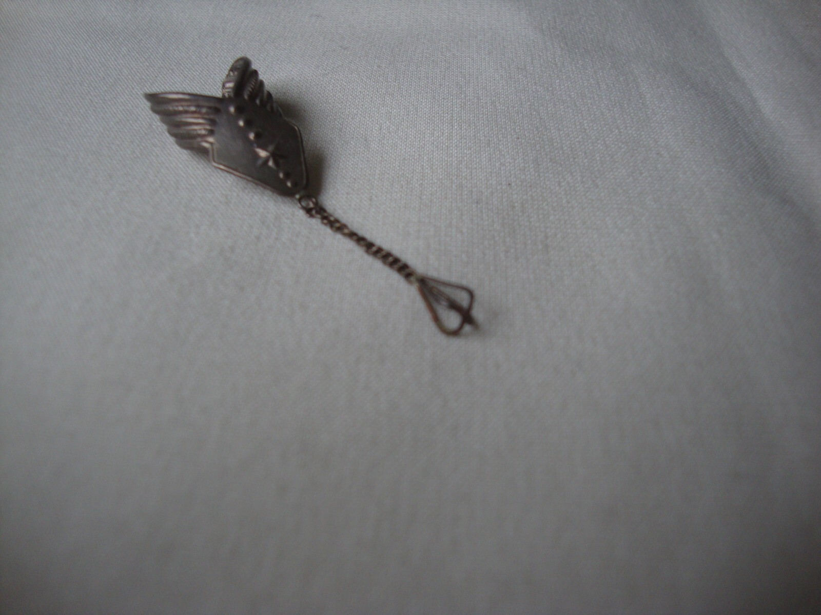 VTG EMBOSSED STAR CUFF W/DANGLING OPENWORK TEARDROP SILVER 925 DROP EARRING