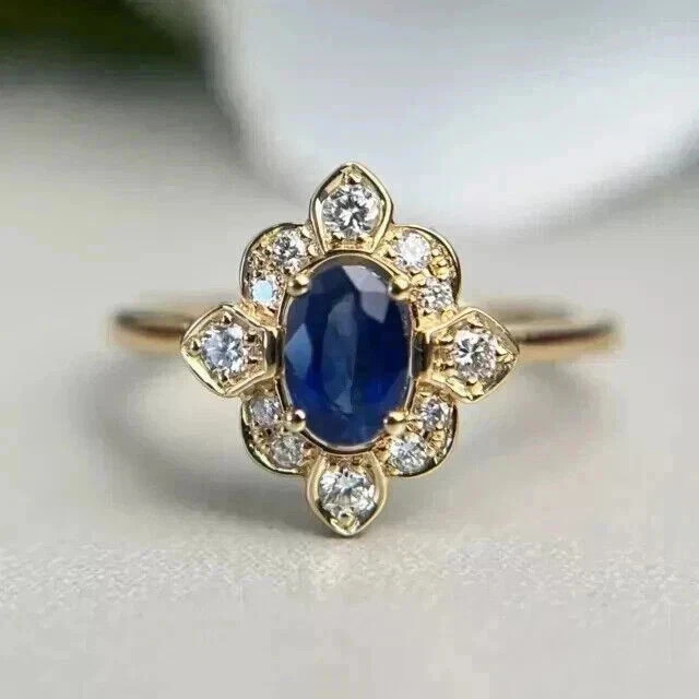 2Ct Art Deco Style Lab Created Diamond Sapphire Engagement 14K Gold Finish Ring