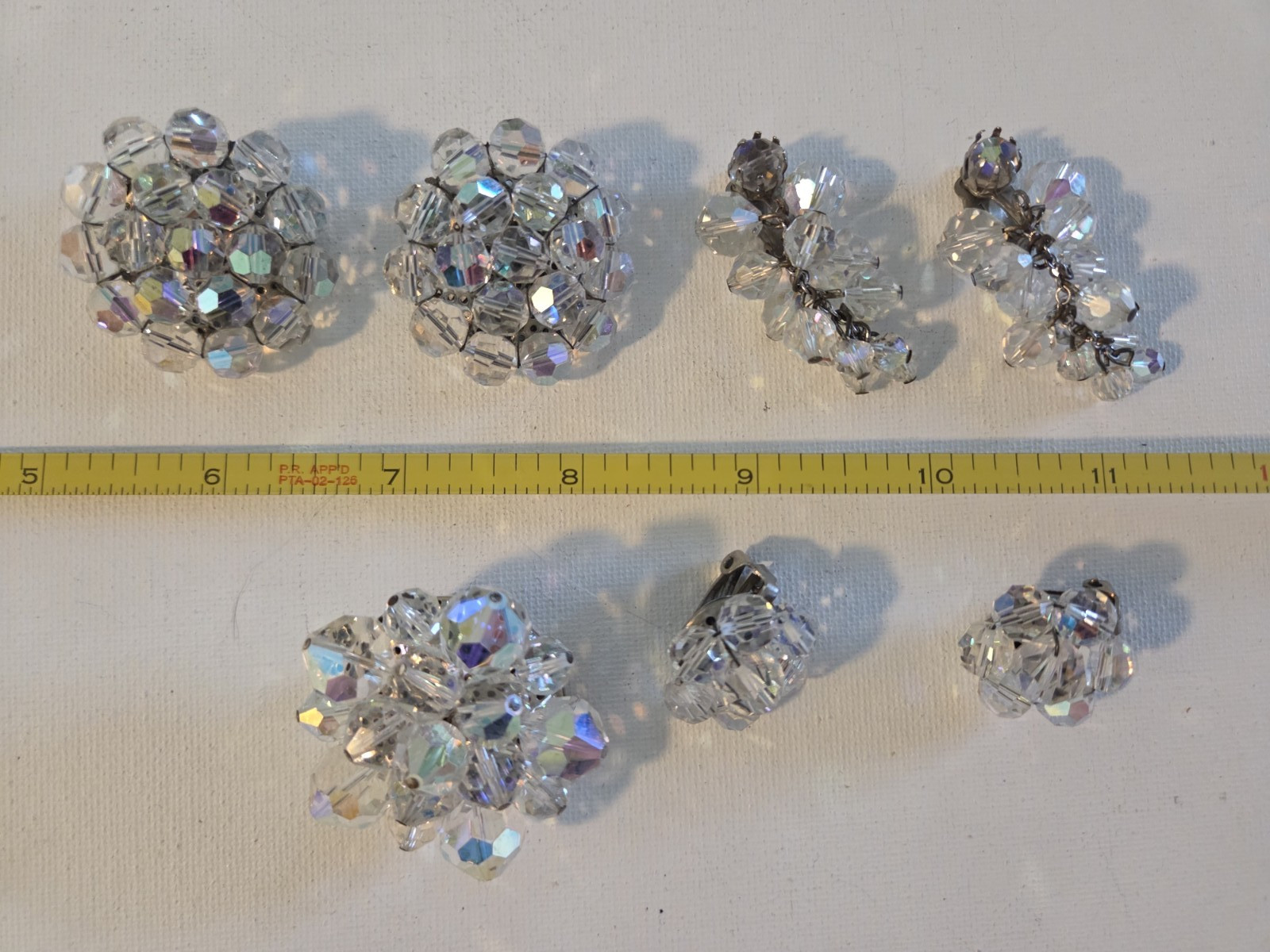 Vtg 14pc Crystal Aurora Borealis AB Beaded Jewelry Lot Bracelet Earrings etc 151