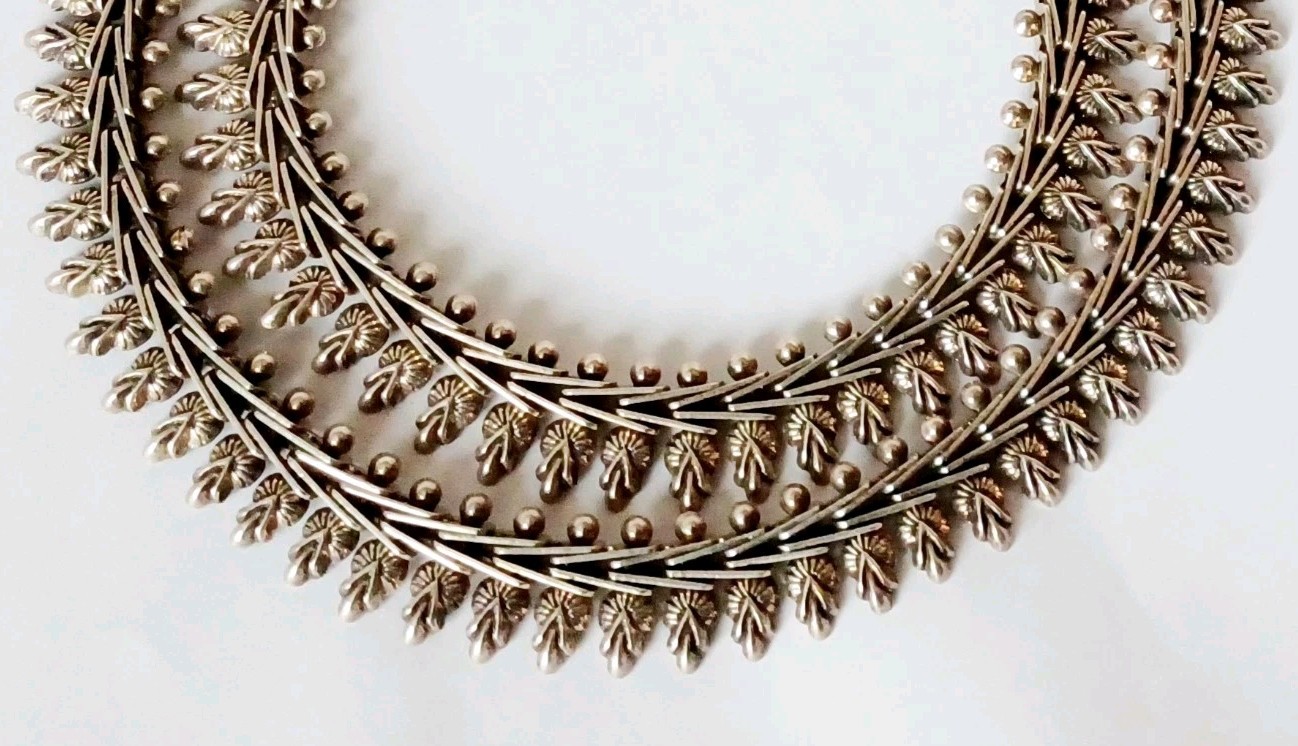 Vtg RAJASTHAN India 24″ Signed RA STERLING Silver Ornate Link NECKLACE 79 GRAMS