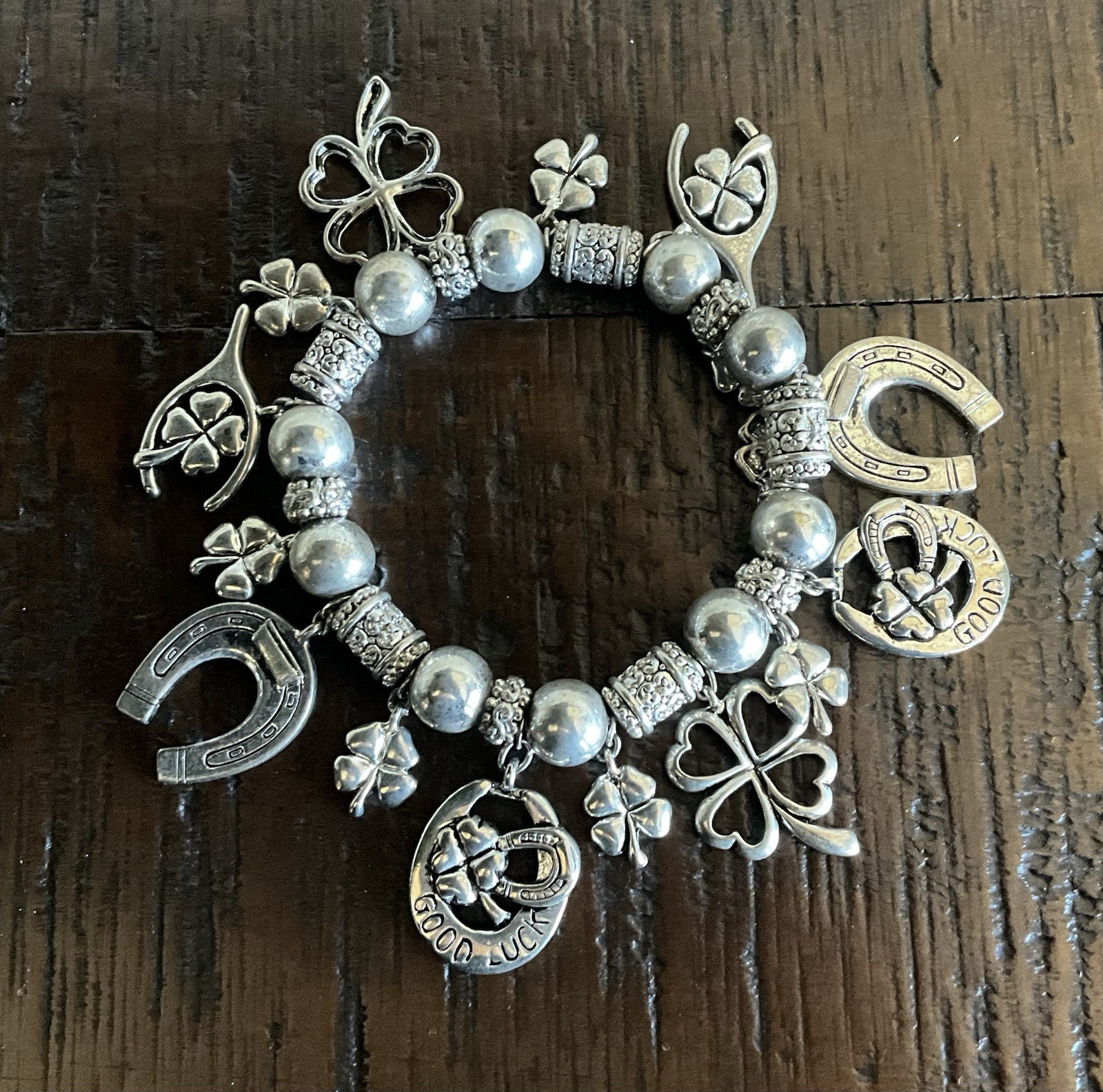 Vintage Good Luck Charm Stretch Bracelet