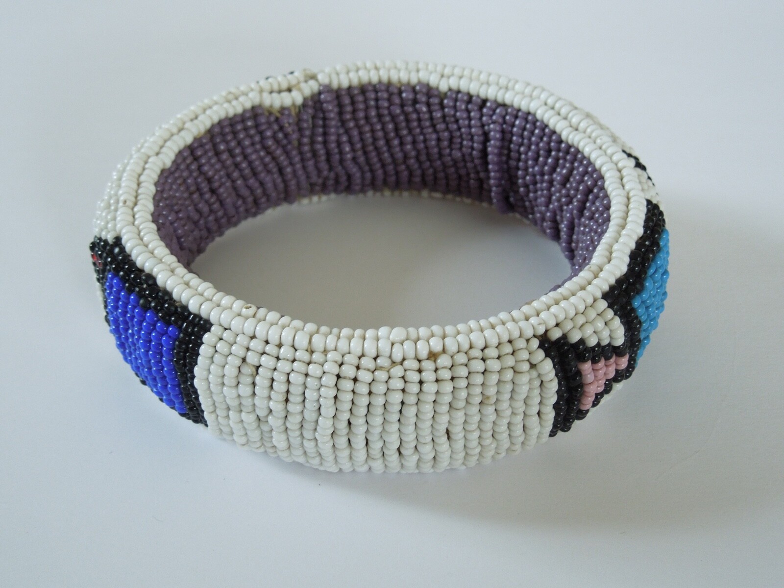 Large Massive Bangle With Rocailles 93.4 G/Ø 7.2 Cm/Width 2.9 Cm
