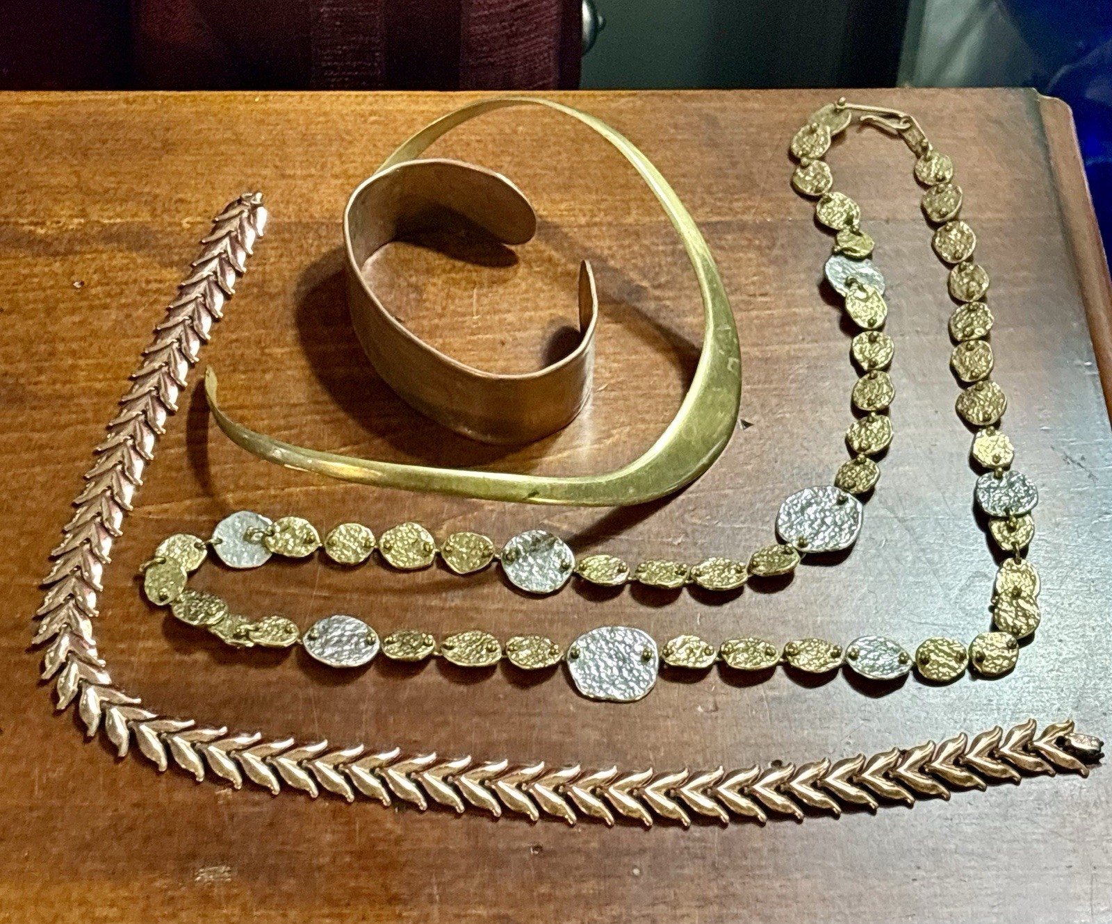 Brutalist Copper / Bronze ? Jewelry Lot / Anne Dick , Mexico , Renoir , Signed #