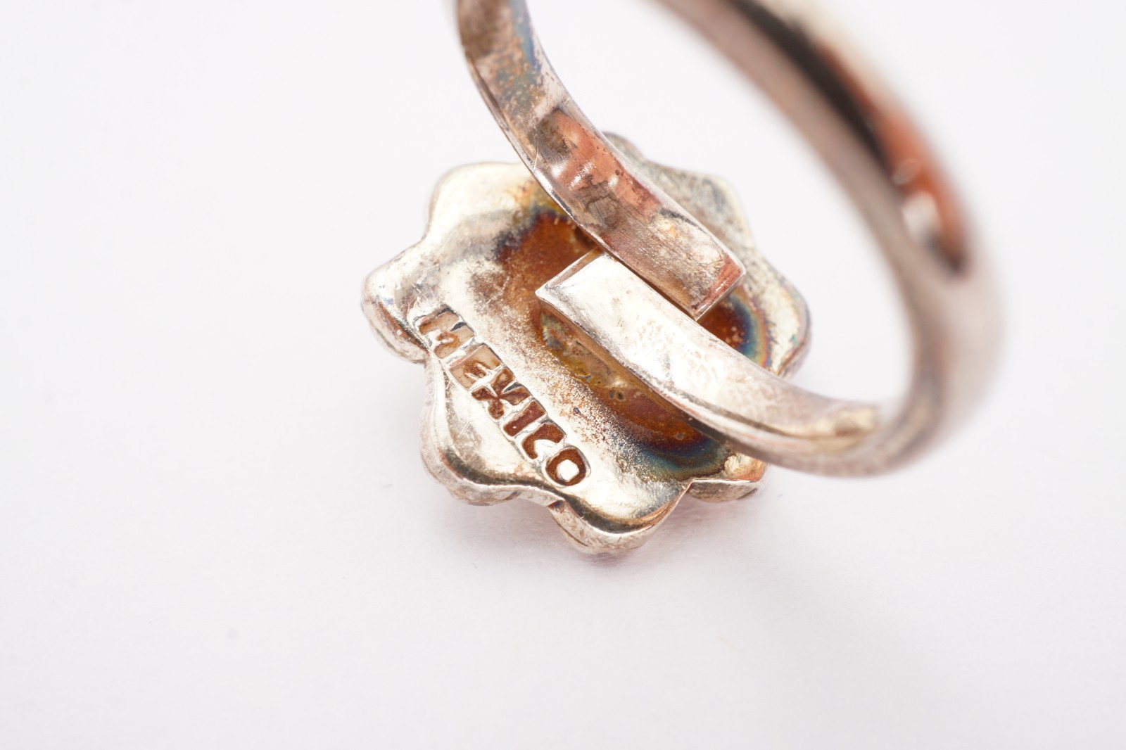 Vintage Mexico Sterling Silver 925 Flower Ring Size 5.25 Adjustable