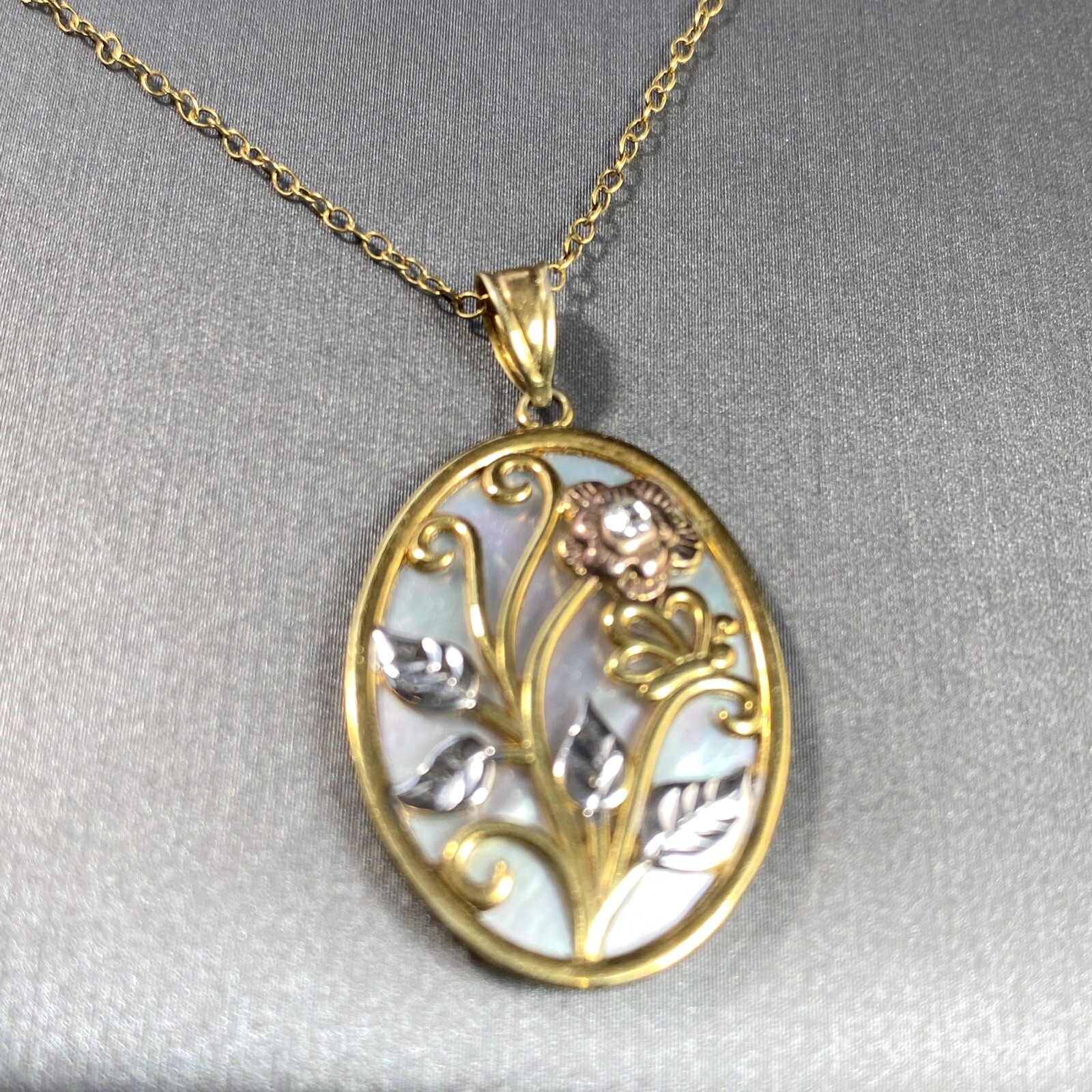 Vintage Pendant Necklace Estate Fine Jewelry Pre-Owned Sterling Vermeil Pearl