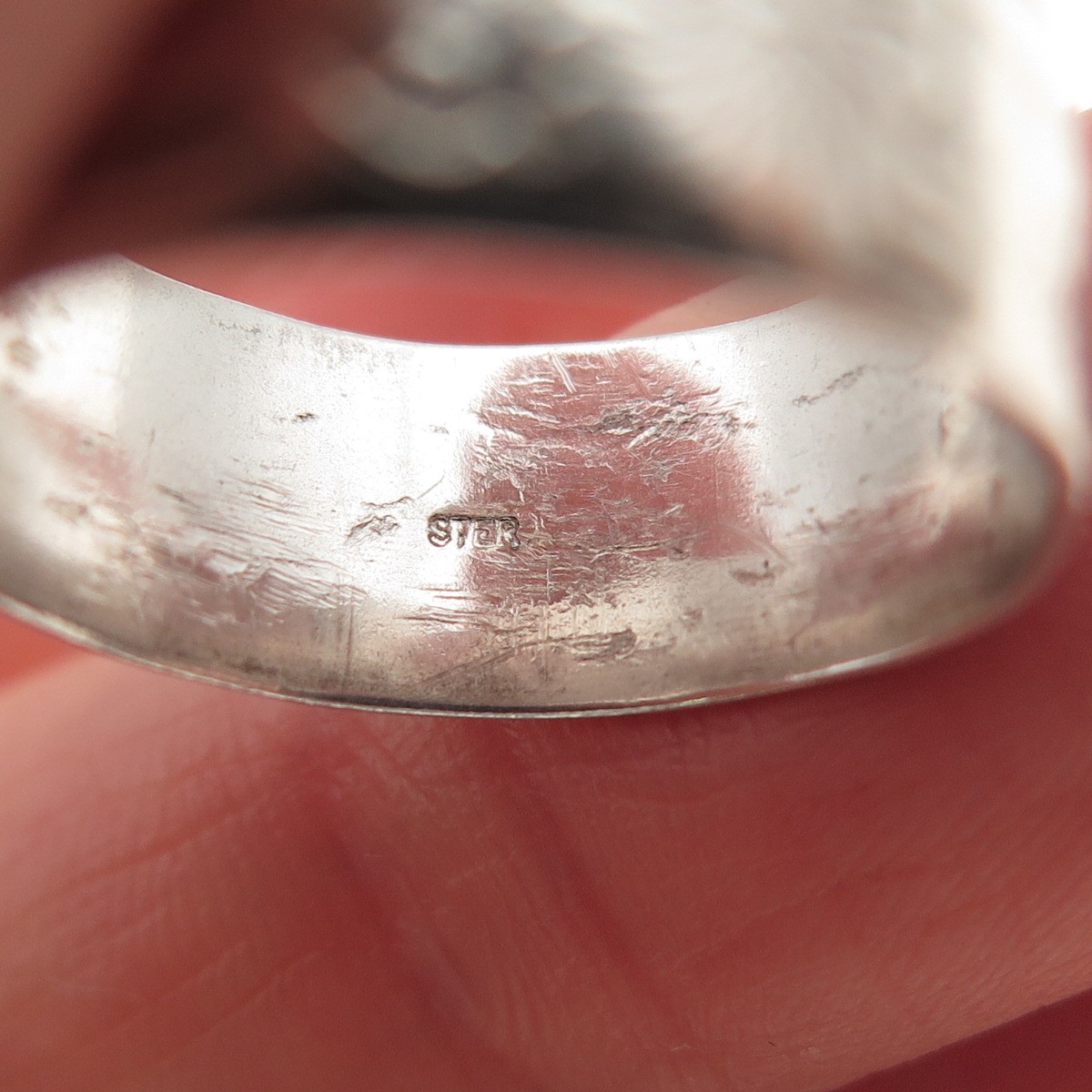 925 Sterling Silver Antique Art Deco Floral Oxidized Band Ring Size 7.25