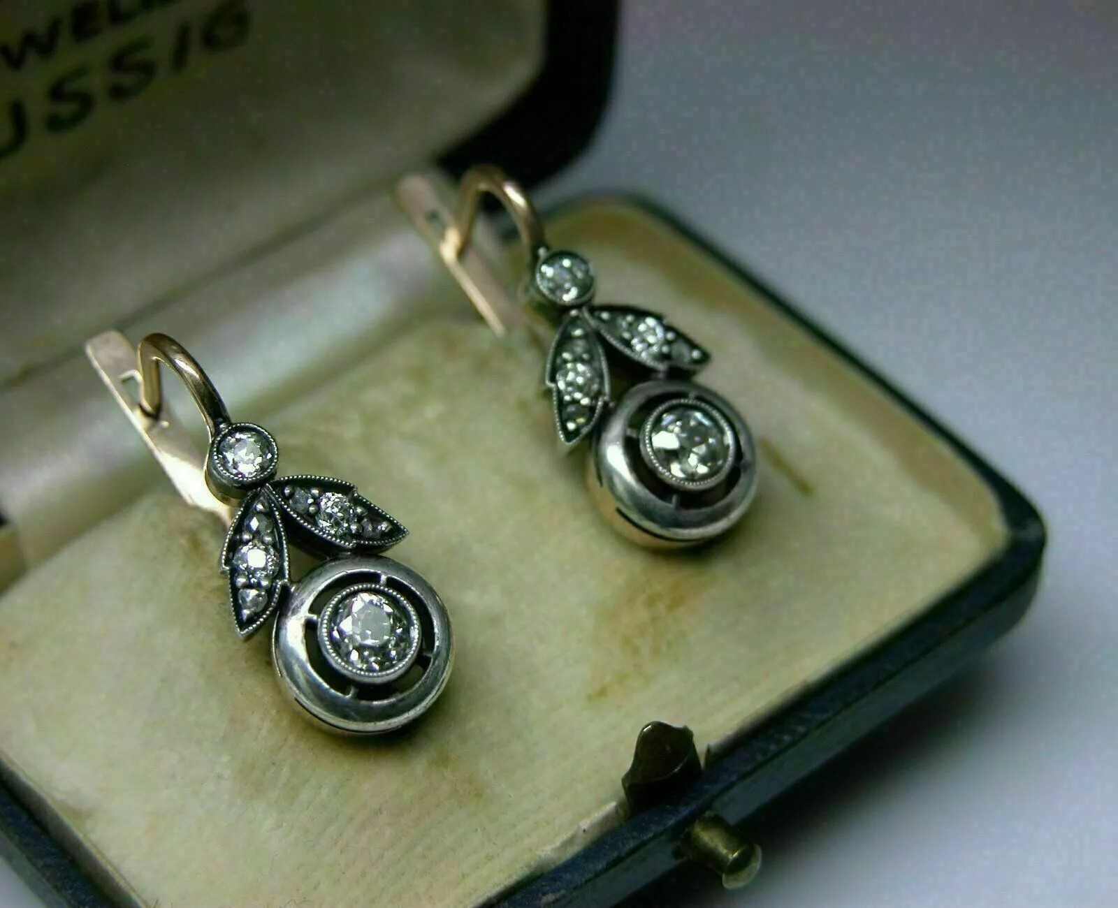 Art Deco Lab Created Diamond Woman’s Party Wear Fancy Earring 14K Yellow Gold FN