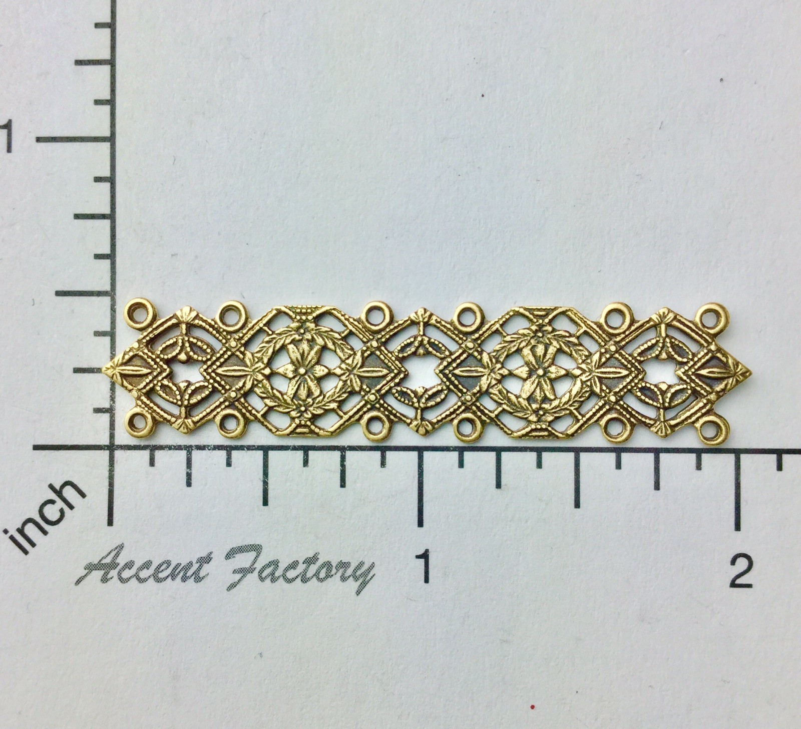 25933 Brass Oxidized Victorian Filigree Bar Jewelry Finding