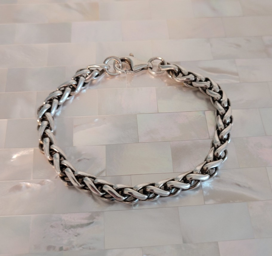 Vintage MSC 925 Sterling Silver Interwoven Link Bracelet 7.5″ L – 23.6 grams