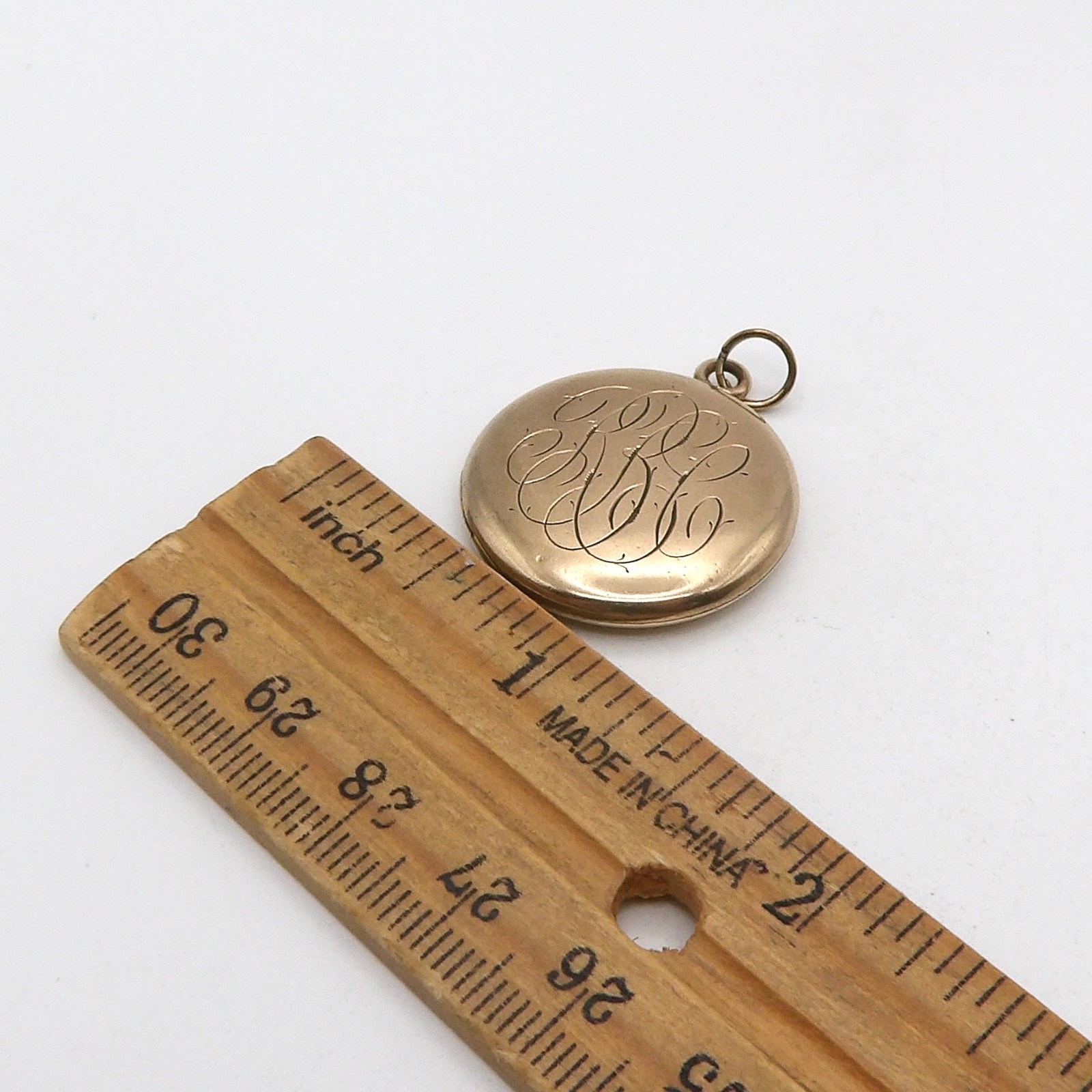 Antique 14k Gold Shell Photo Locket Charm Pendant RBC Old Pictures Inside W&Hco
