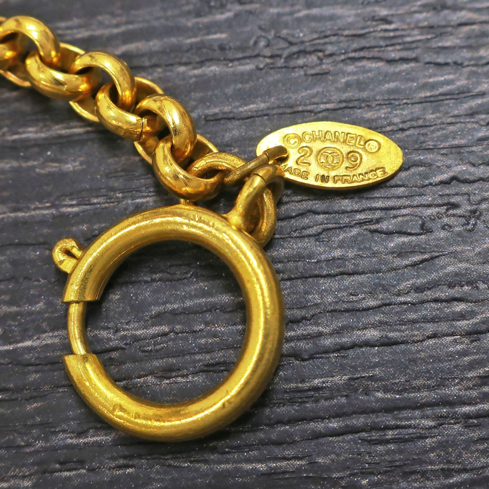 CHANEL Gold Plated CC Logos Charm Vintage Chain Necklace Pendant #1335c Rise-on