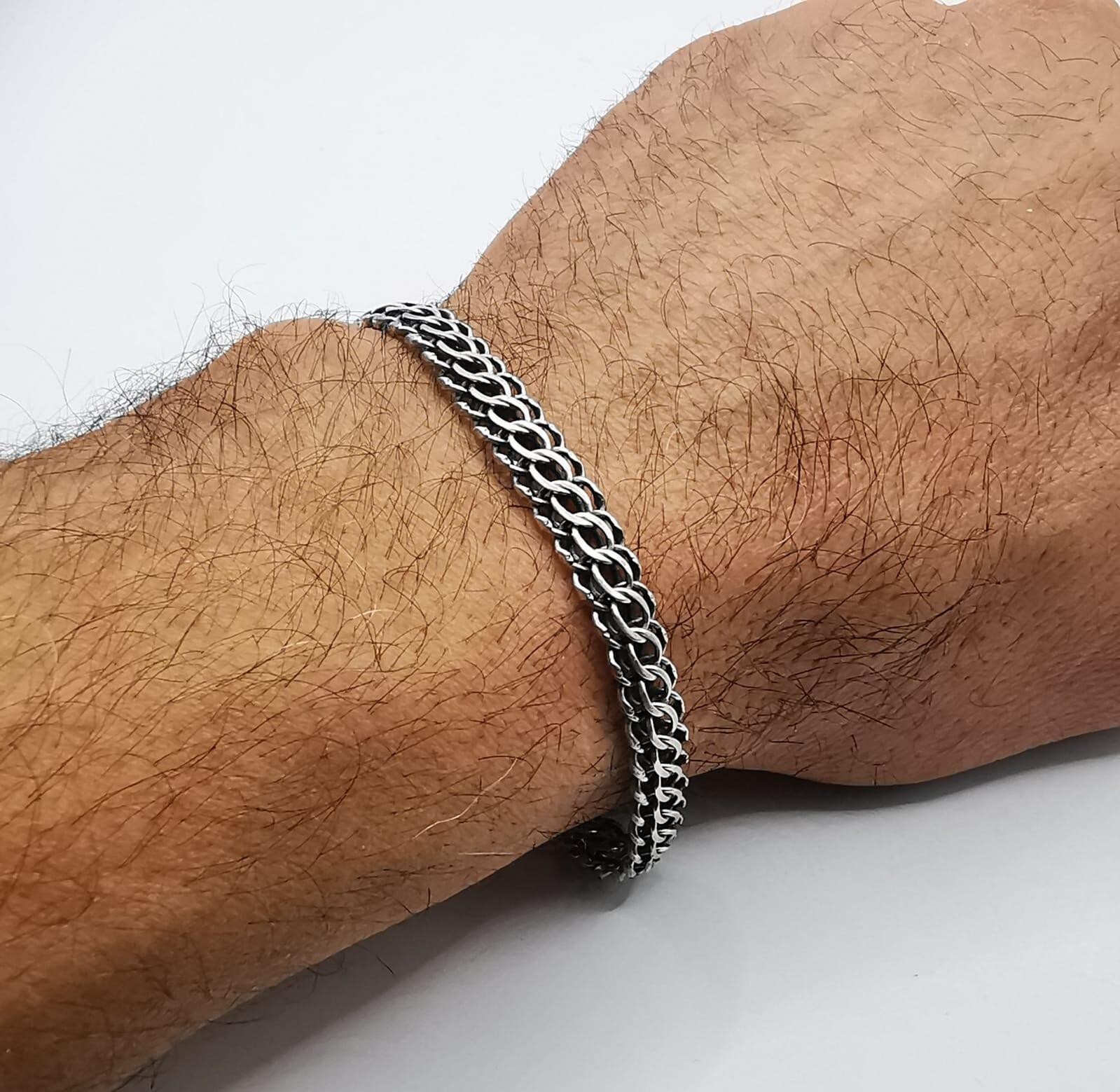 Vintage Bracelet 8.46″ Sterling Silver 925 Handmade 14.75g Unisex Adult