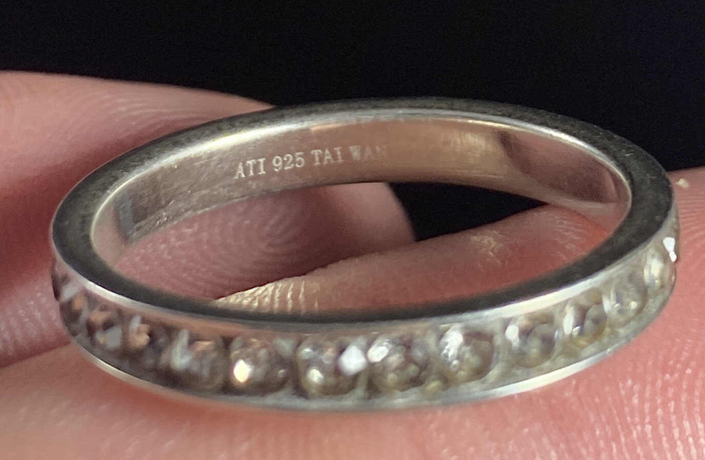 ATI 925 Rhinestone Ring Size 8 Signed Fine Taiwan