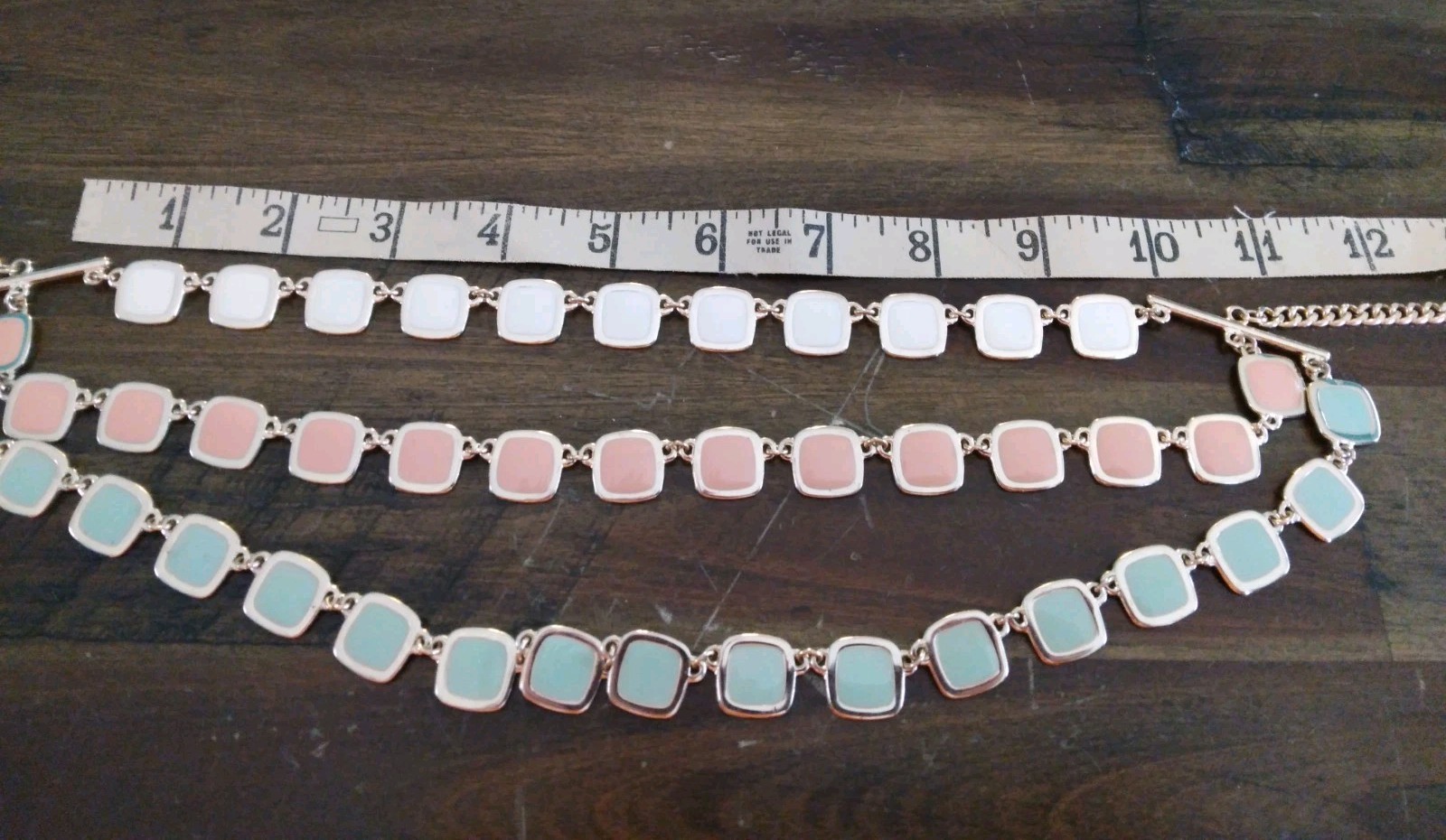 5pc Necklace Lot Enamel Acrylic Metal Rice Pearls Multi Strand Pastel Art Beads