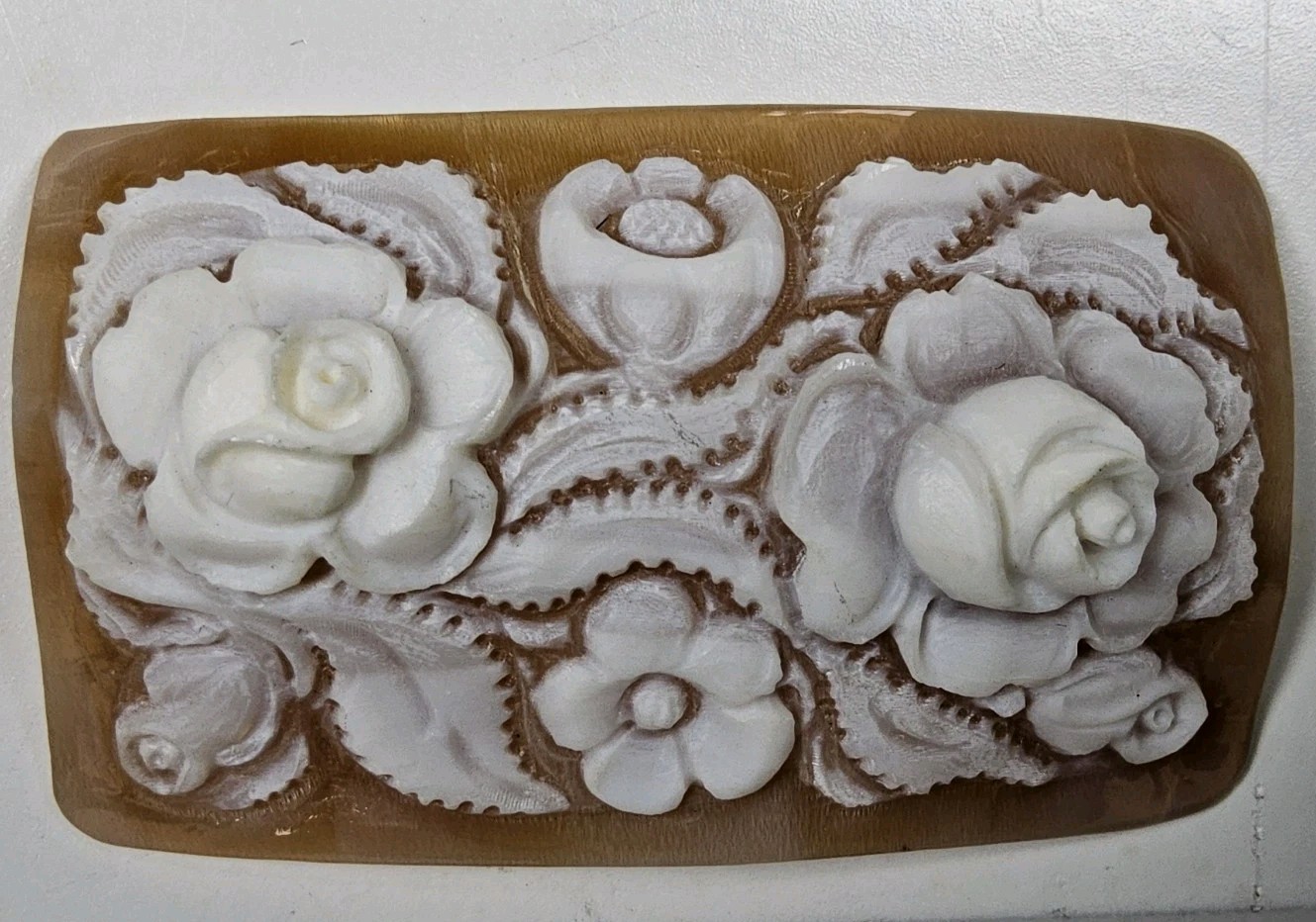 Vintage Carved Shell Roses Cameo