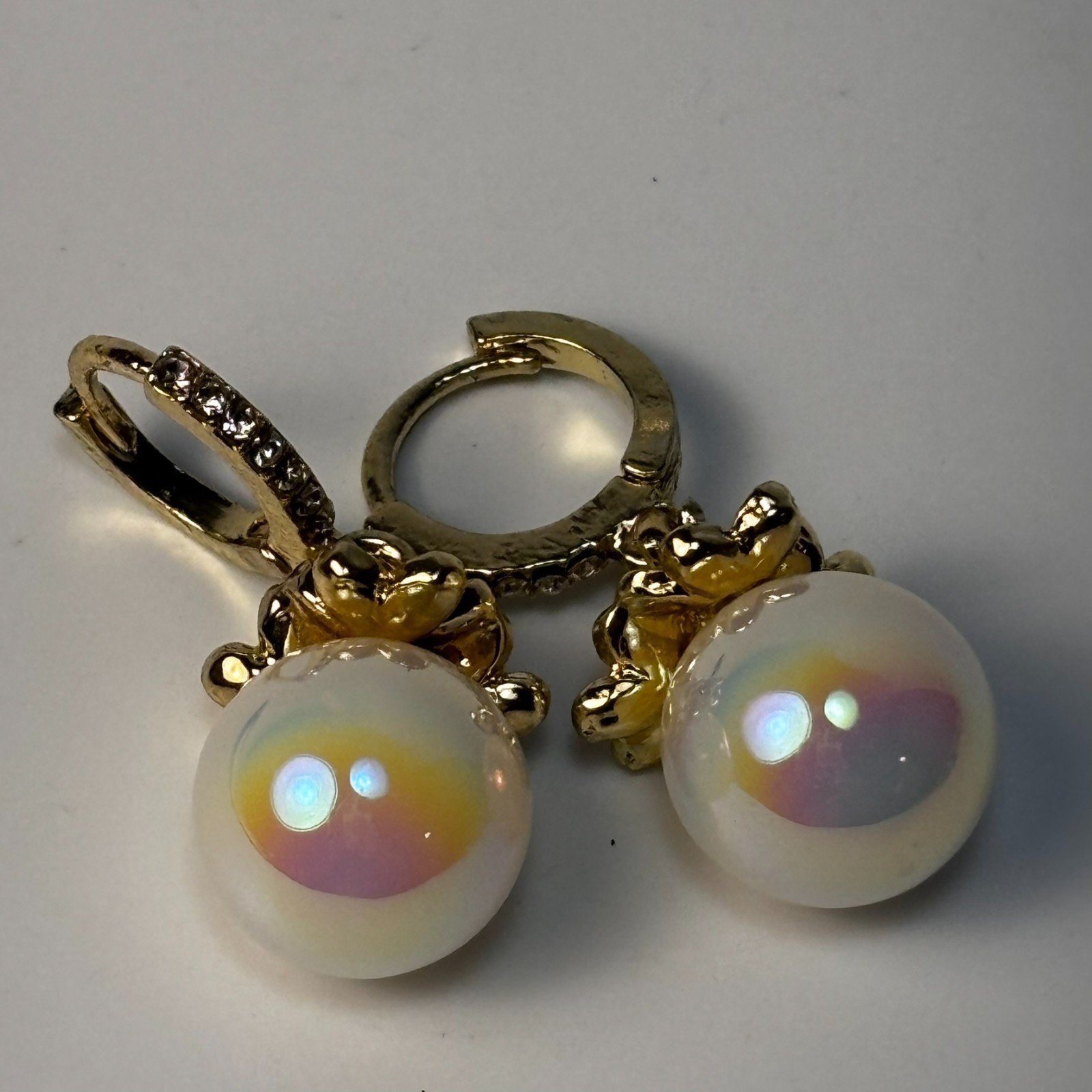 Earrings Pearl Rhinestone Drop Earring Fairy Core Gorgeous Chunky Gold Tone