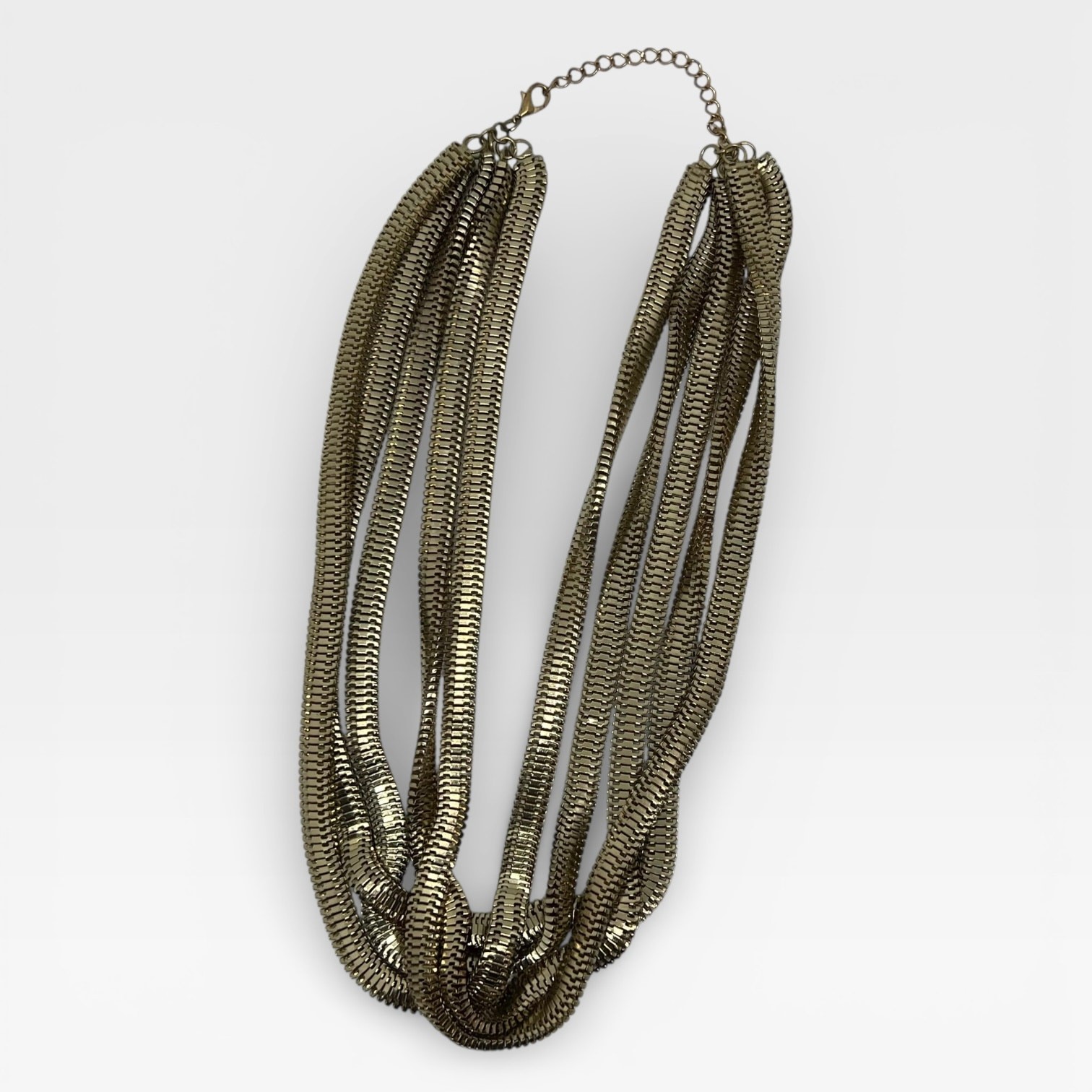 Gold Tone Multi Strand Snake Chain Necklace Statement Jewelry