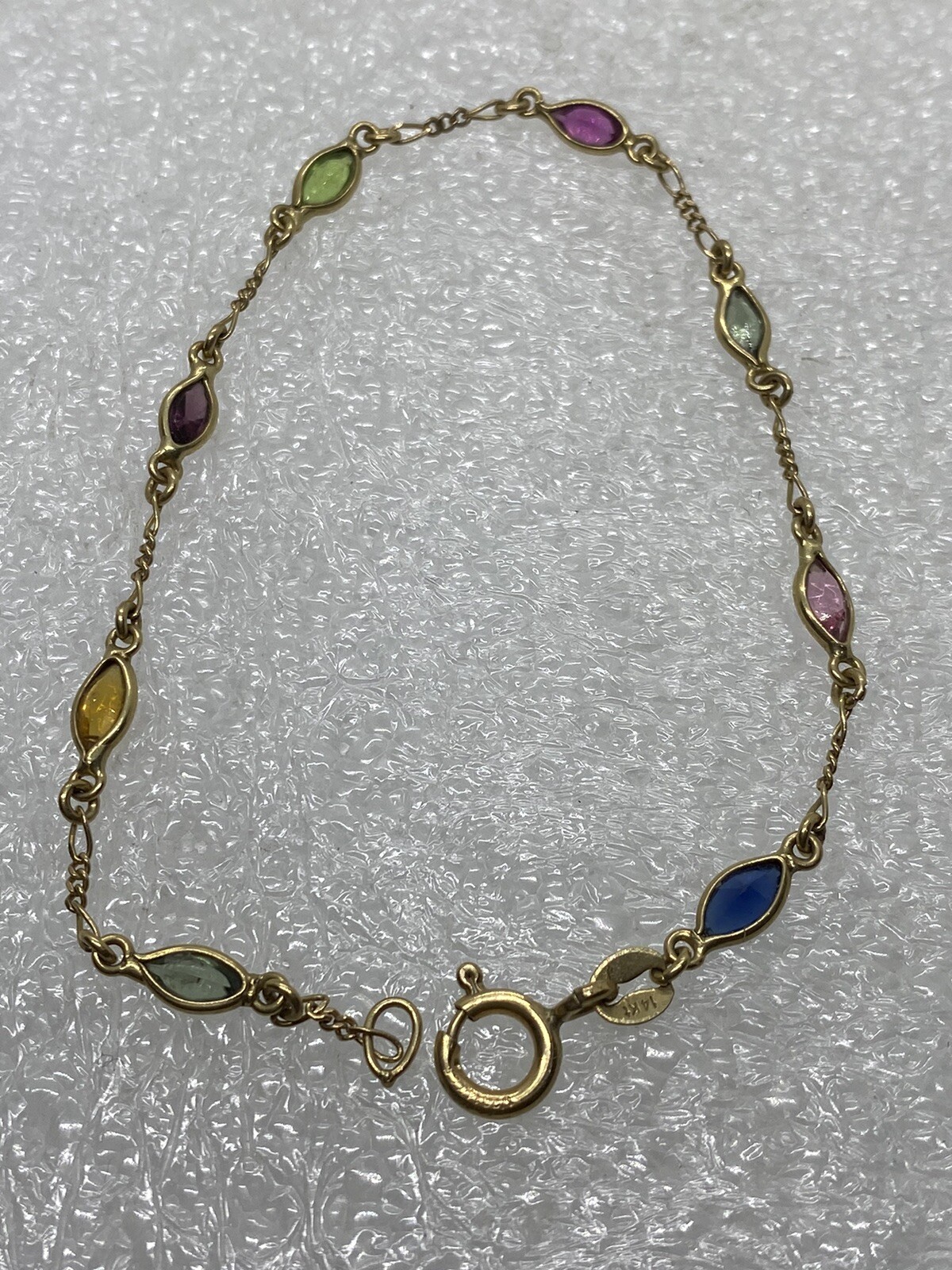 Vintage 14K gold Ruby, Sapphire,Peridot,Amethyst Bracelet