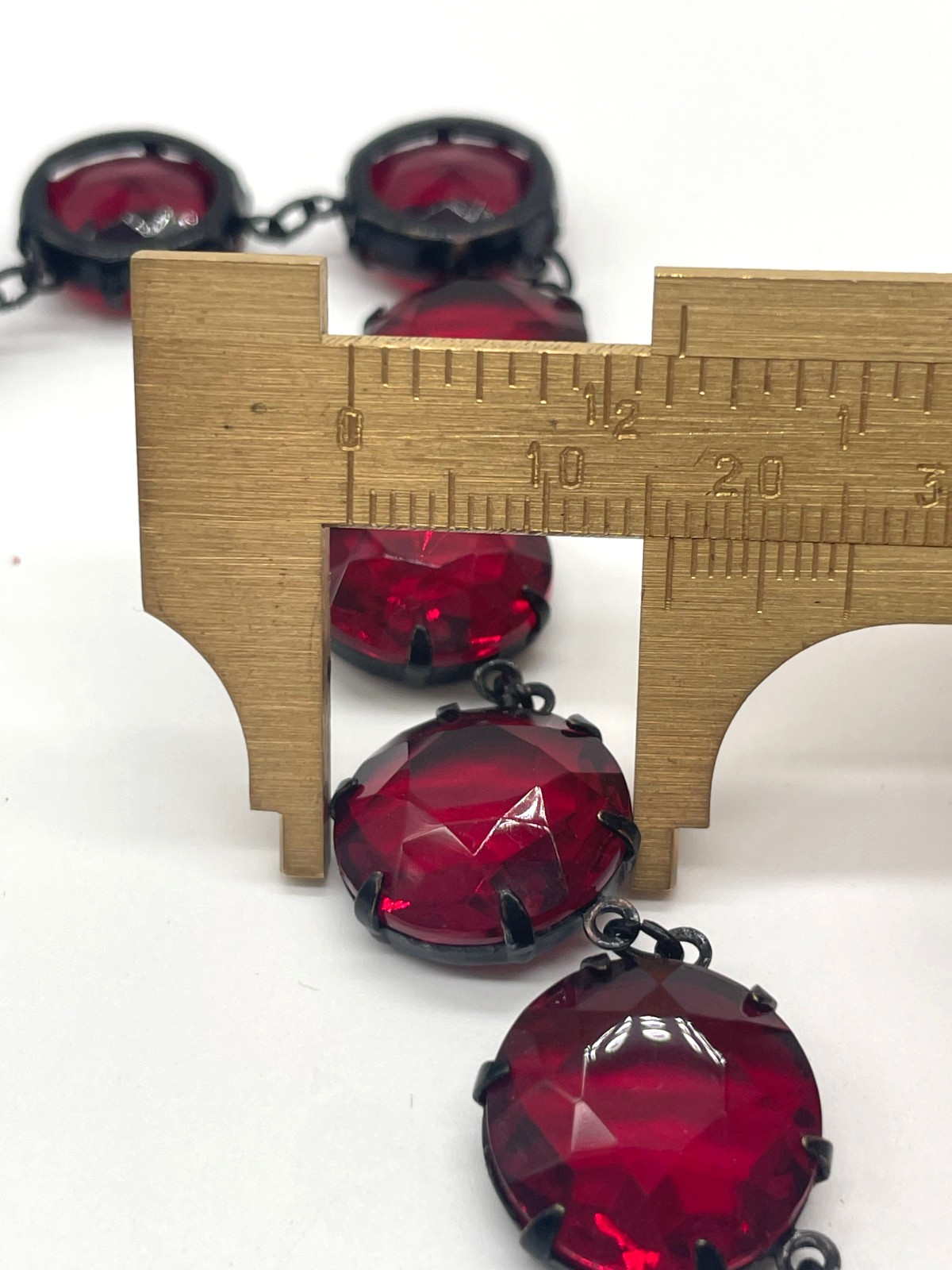 VTG Art Deco Japanned Ruby Red Riviere Collar Necklace