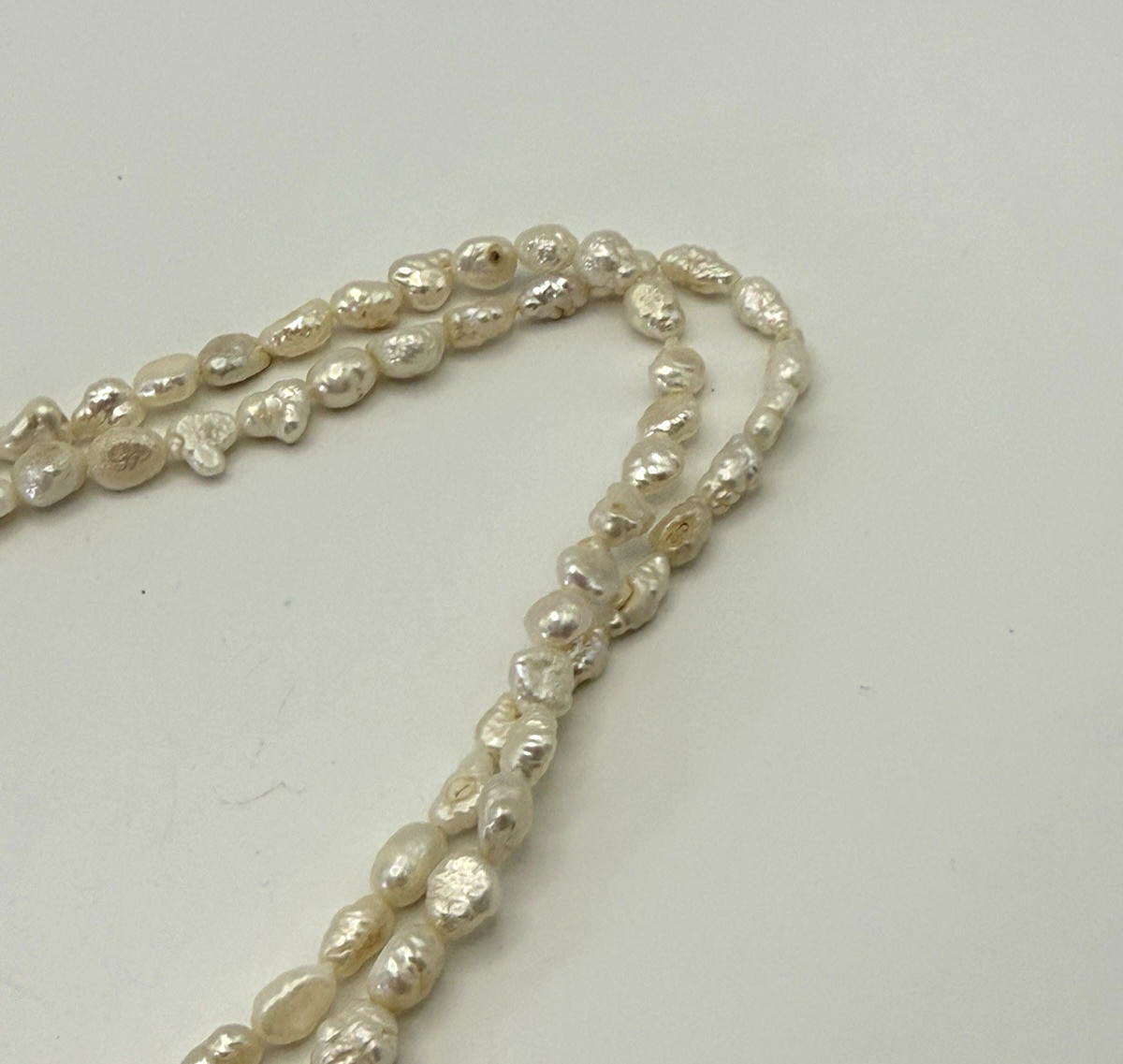 Rice Baroque Pearl Necklace Long Strand Freshwater Pearls 32 inches