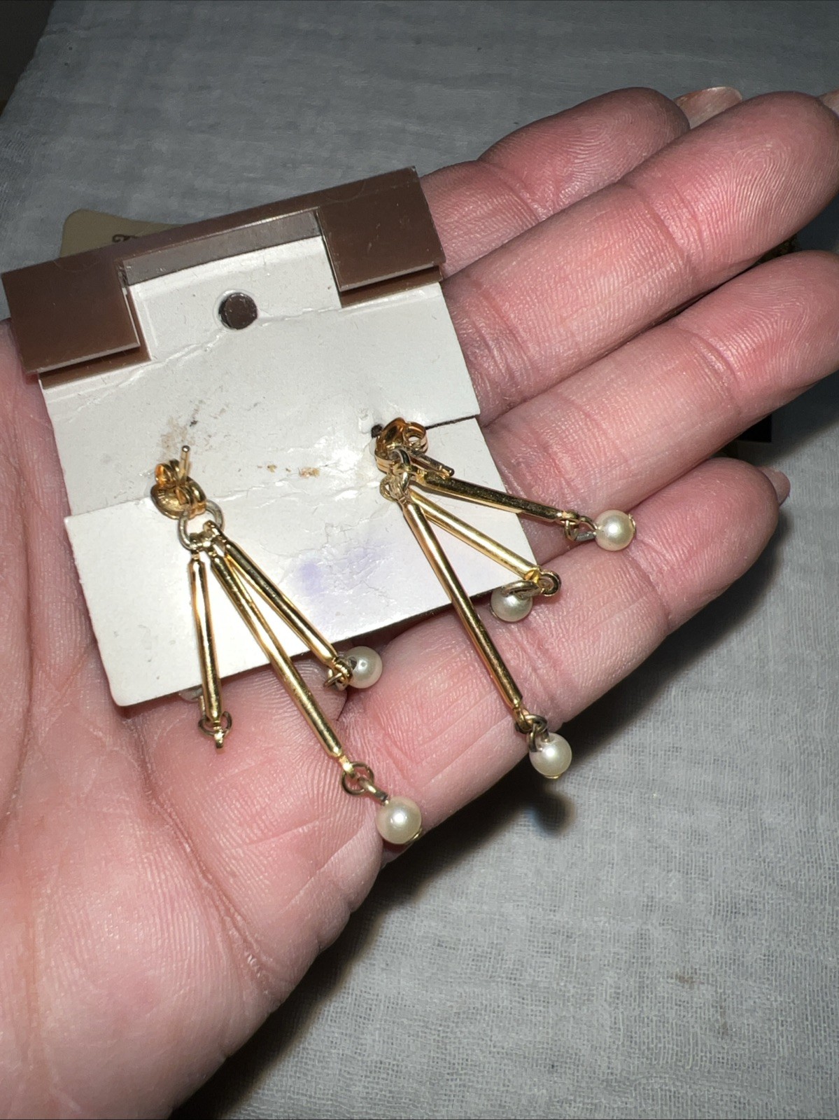 VTG NOS Napier Faux Pearl Jewelry Set Necklace Bracelet Pierced Earrings NWT
