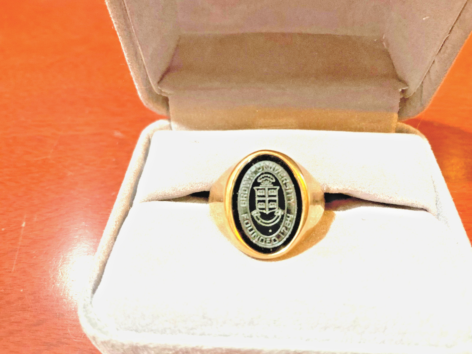 Vintage 1983 Brown University 14K Gold Signet Ring–Black Onyx Monogrammed inside