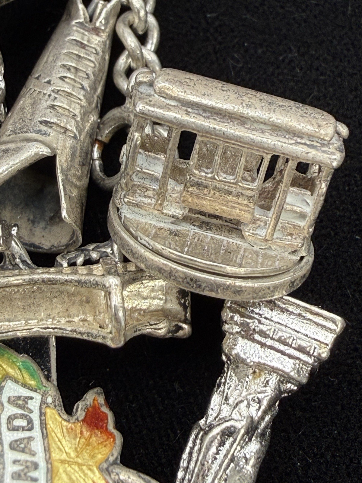 Vintage Sterling Silver 25 Charm Chunky Bracelet Some Mechanical 1960’s MCM 80gr