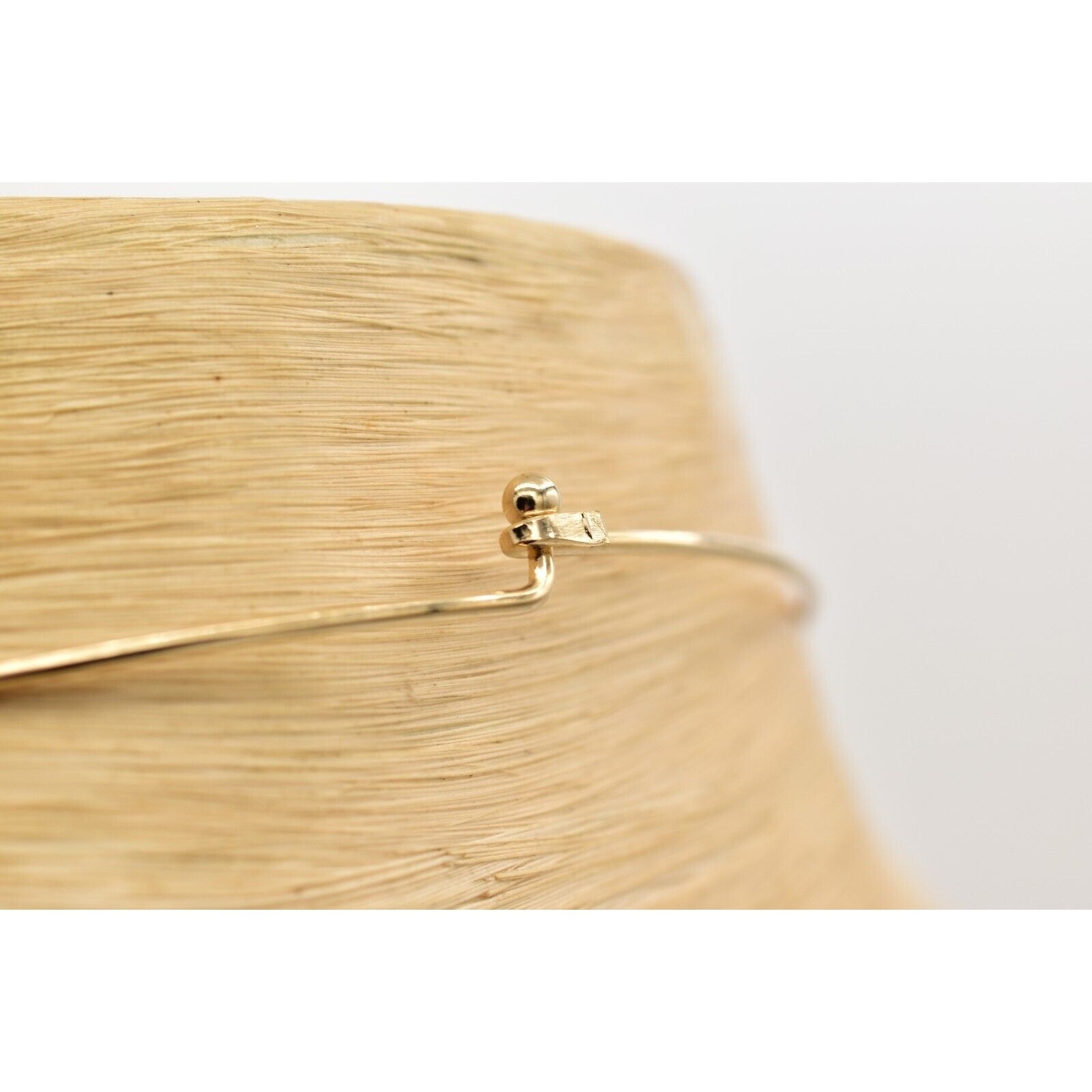Vintage Choker Necklace Wire Collar Shiny Gold Metal Round Shiny NOS 1980s BinA7