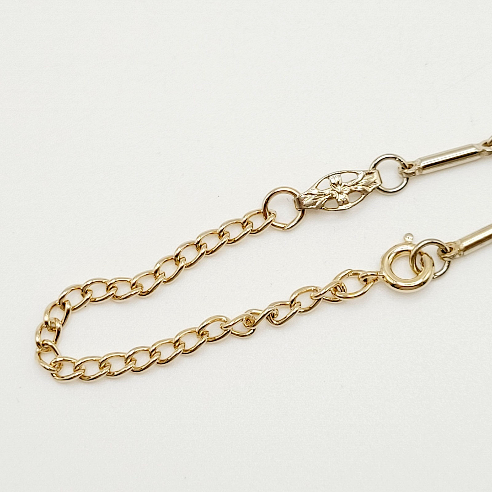 Classic Tubular Bar Elongated Links Shiny Gold Tone Vintage Necklace 19.5 inch