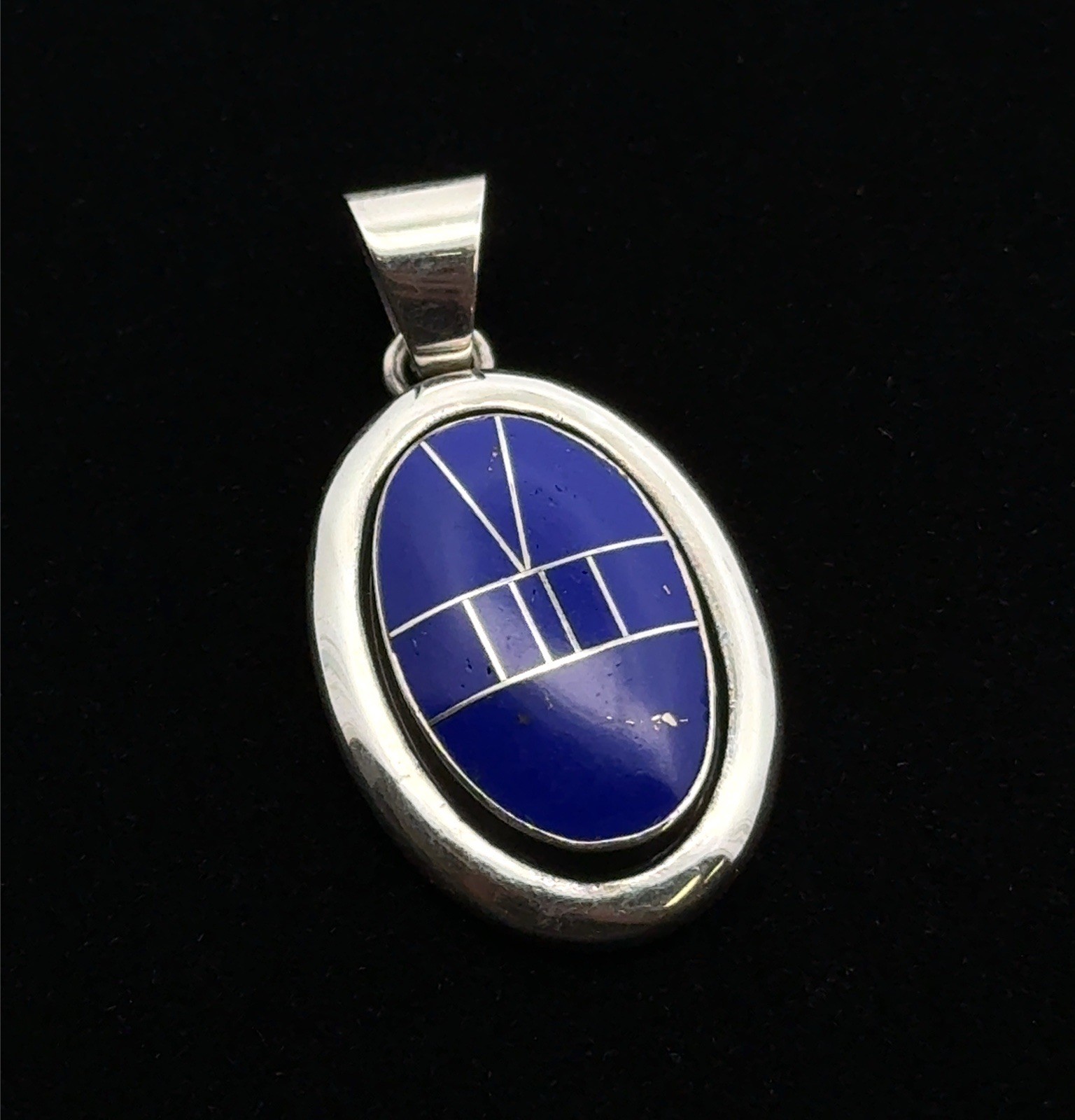 Vintage ASC 925 Sterling Silver Lapis Lazuli Channel Inlay Pendant, 6.3g, Qty. 2