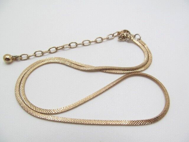 Yellow Gold Tone Checkerboard 2.25mm Wide Chain Necklace 16.5 to 19.75 In