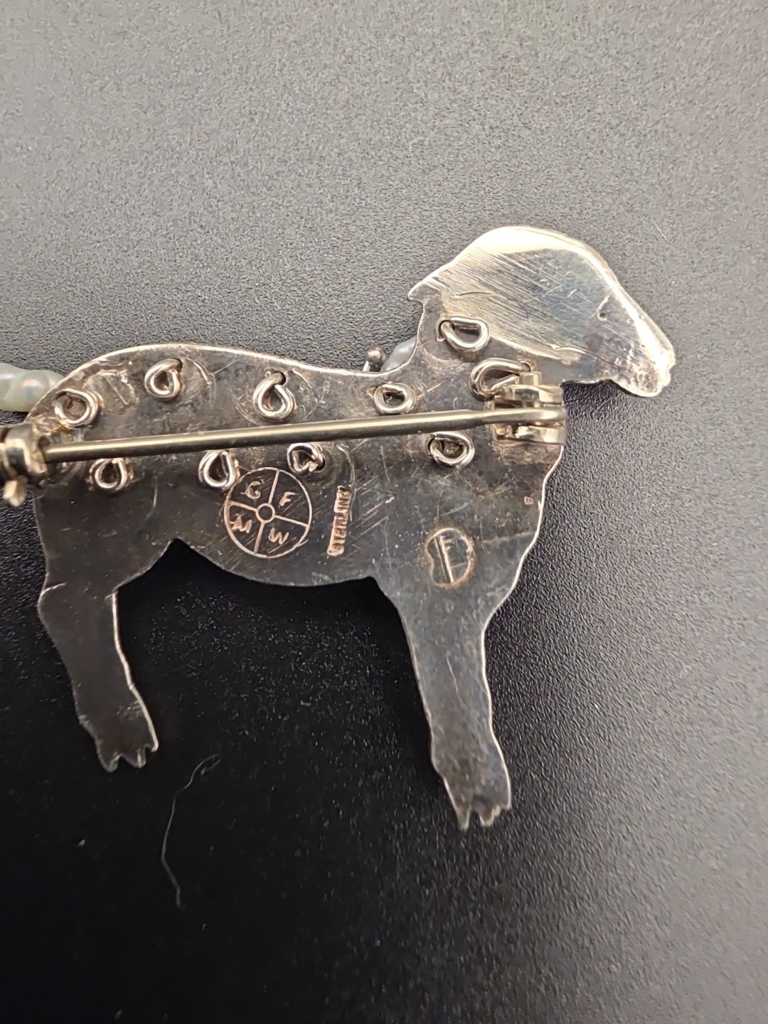 Vnt,925 Sterling Lamb Brooch/pin,fresh Water Pearls, Artisted Signed!