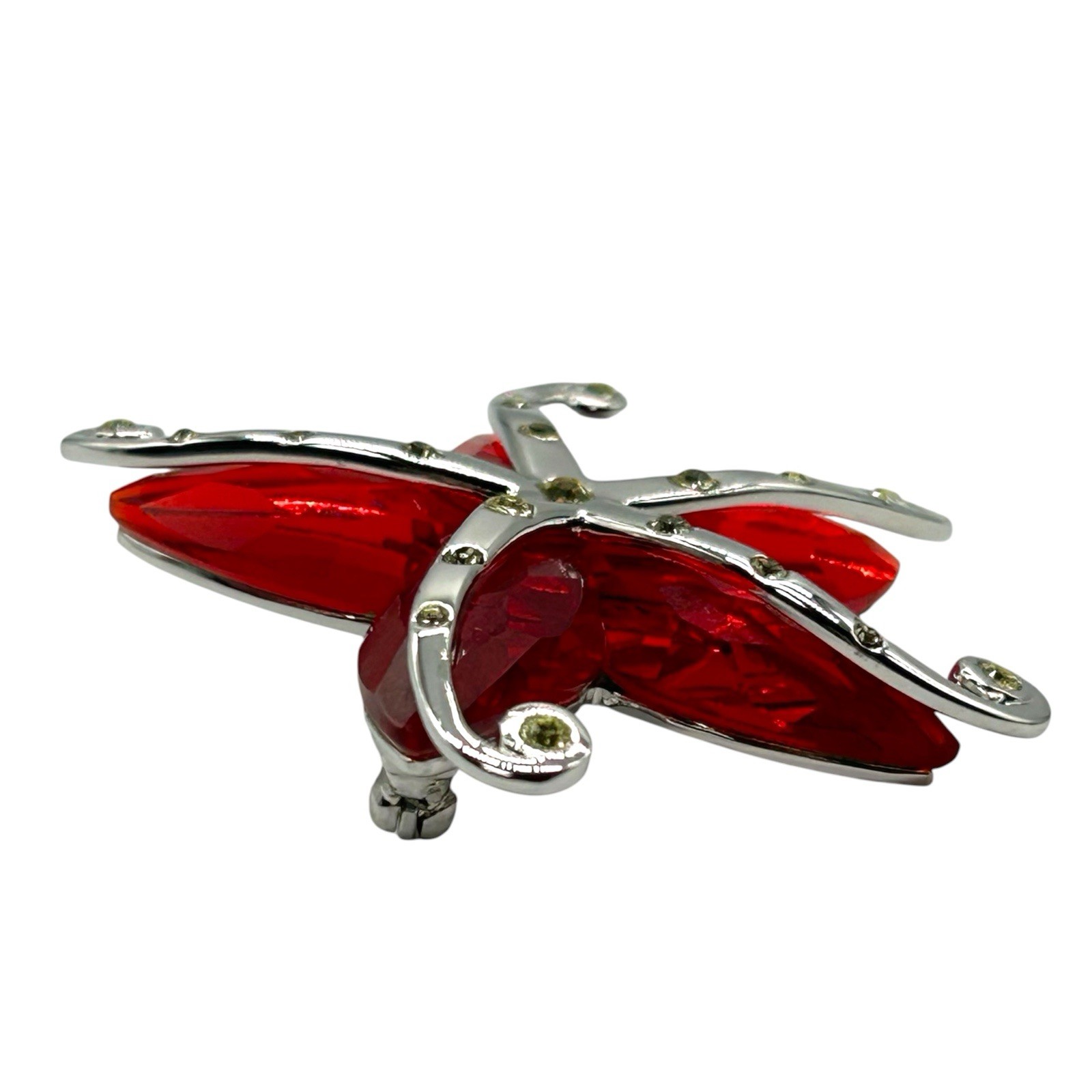 Authentic Swarovski Starfish Brooch Red Crystal Silver Tone With Box