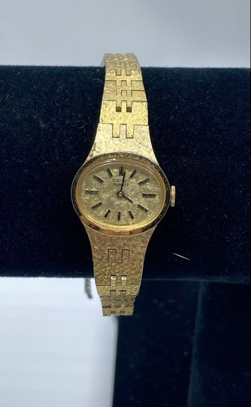 Vintage Seiko Women’s Quartz Watch Gold Tone Textured 1400-7389 7″