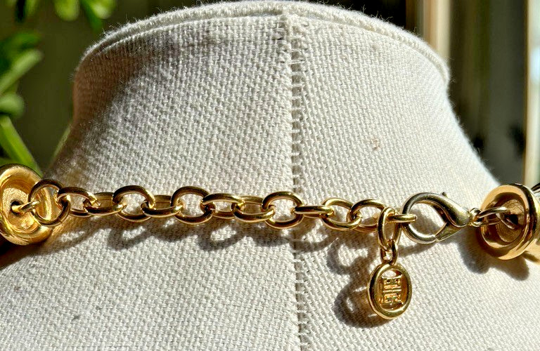 Vintage GIVENCHY signed 7-Strand Gold Tone Beaded 19″ Choker Necklace!