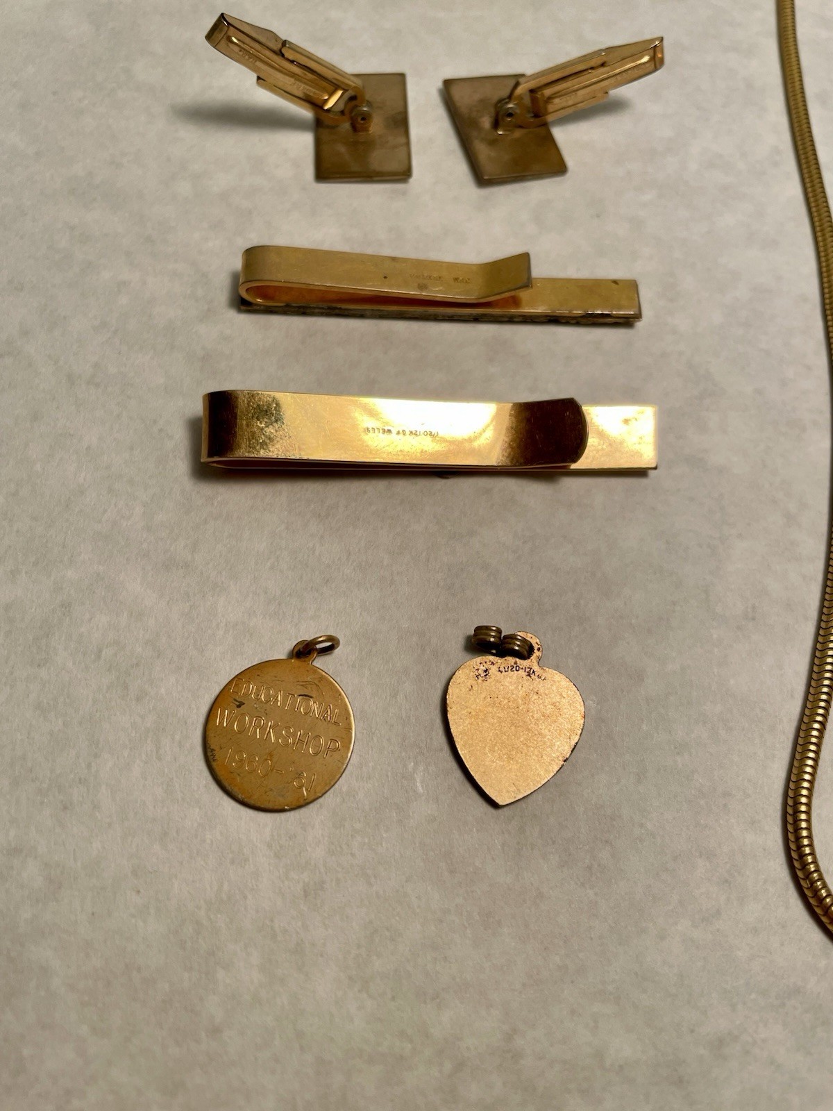 1/20th 12k Gold Filled Jewelry Lot Necklaces Clips Pocket Watch Chain 59.8 Grams