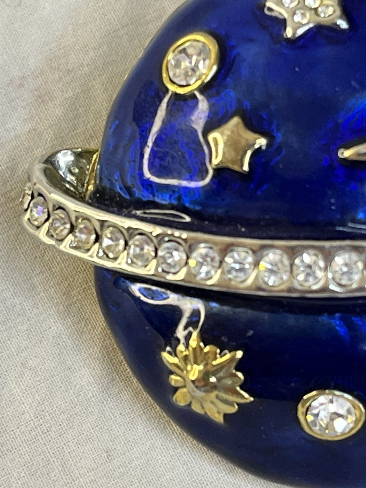 Vintage Swarovski Celestial Star Moons Brooch Blue Enamel PLEASE READ