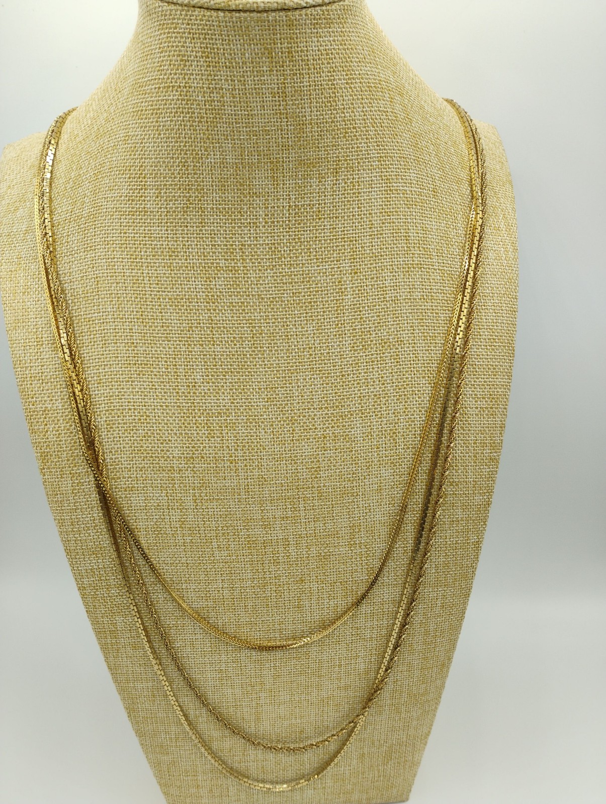 32″-34″Monet Gold Tone Triple Strand Layered Chain Statement Necklace