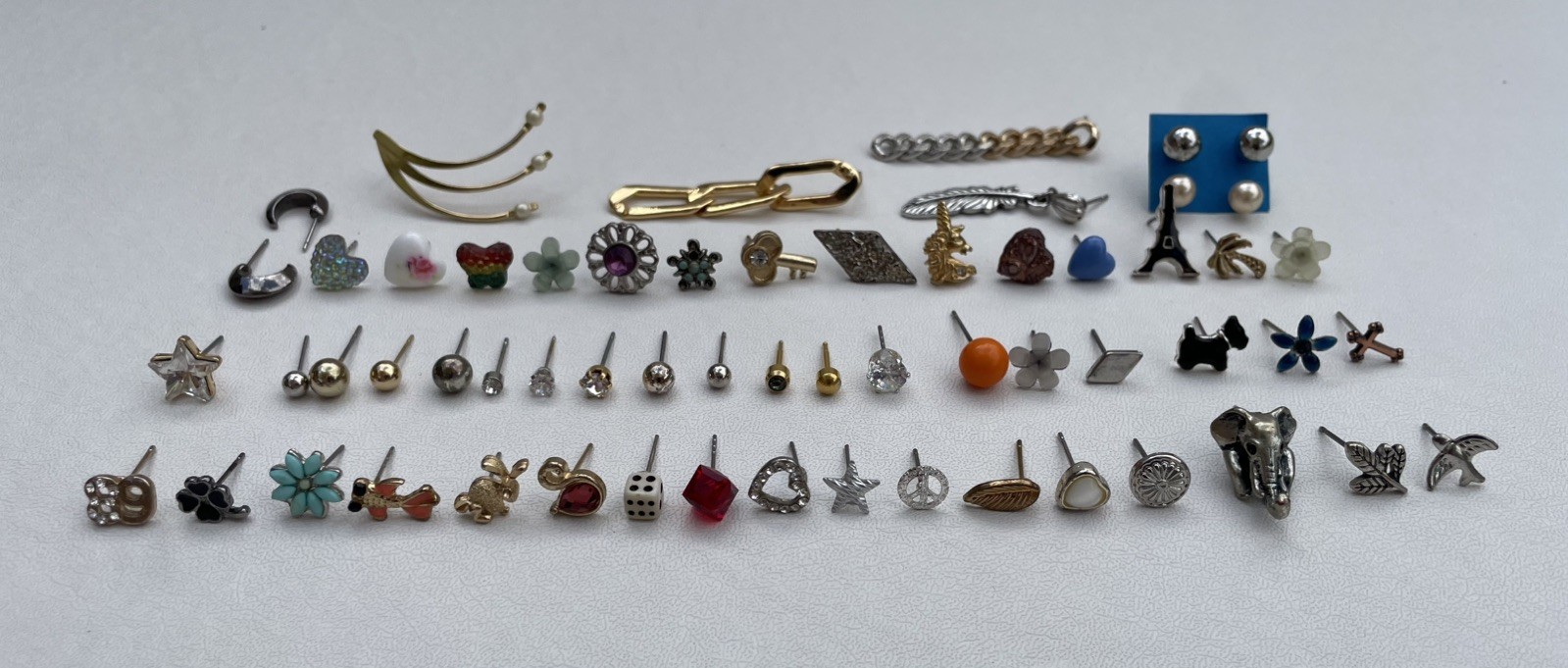 SINGLE Pierced Stud Earring Lot Craft Jewelry Art Metal Glass Acrylic 60 Earring