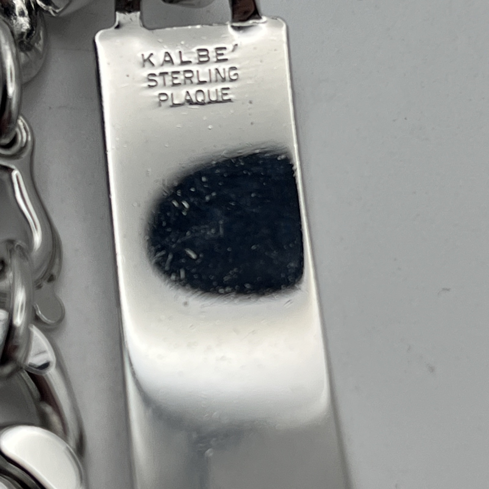 Vintage Sterling Silver Kalbe ID Nameplate Plaque With Stainless Steel Bracelet