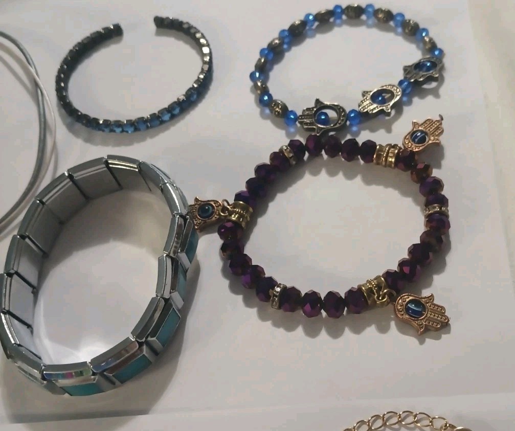 Vintage Colorful Blues, Greens, Etc. Necklace & Bracelet Lot Jewelry 22 Items