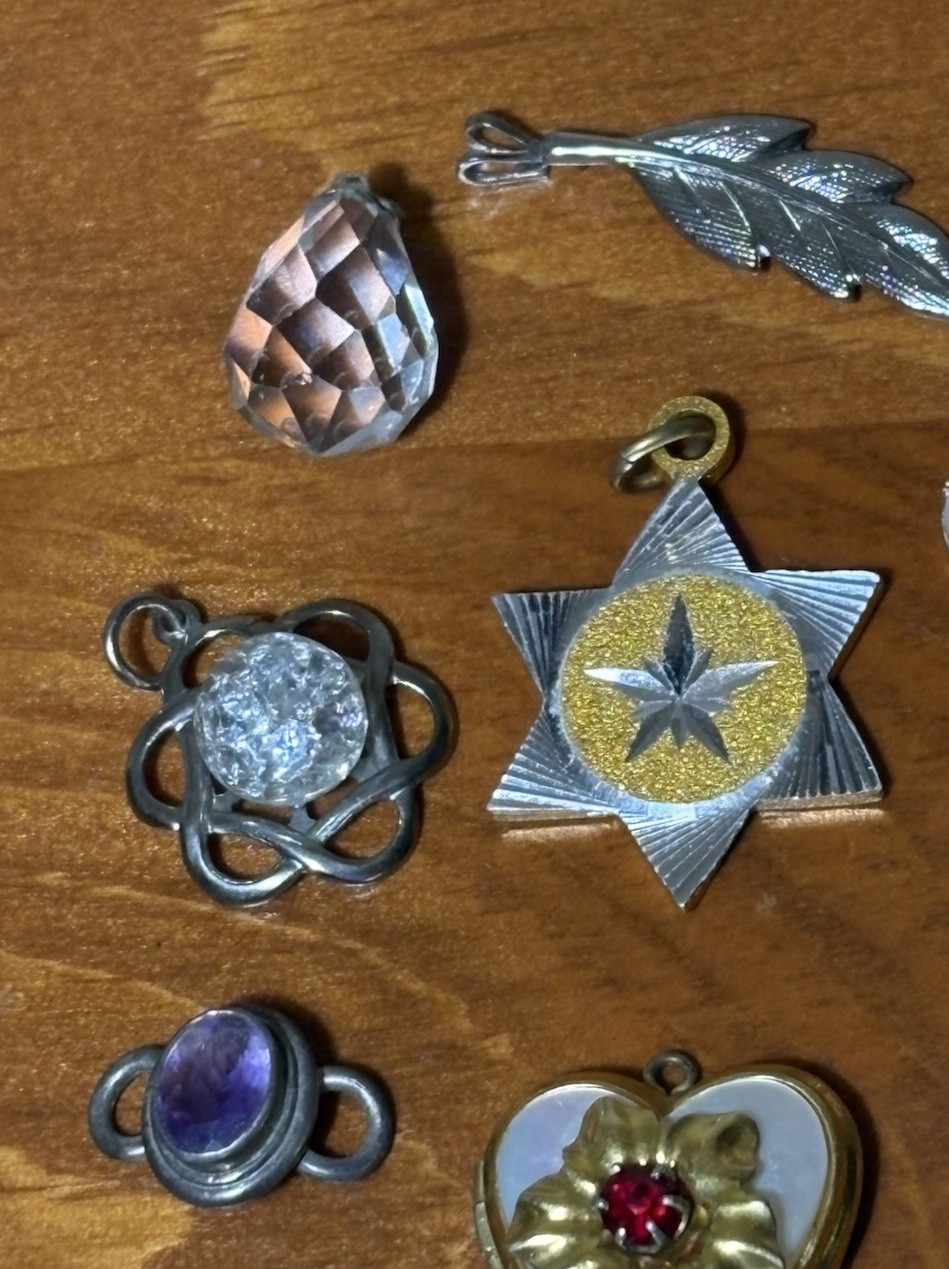 Vintage Mixed Pendant Charm Locket Lot 9 Pc Heart Locket Sand Dollar Star