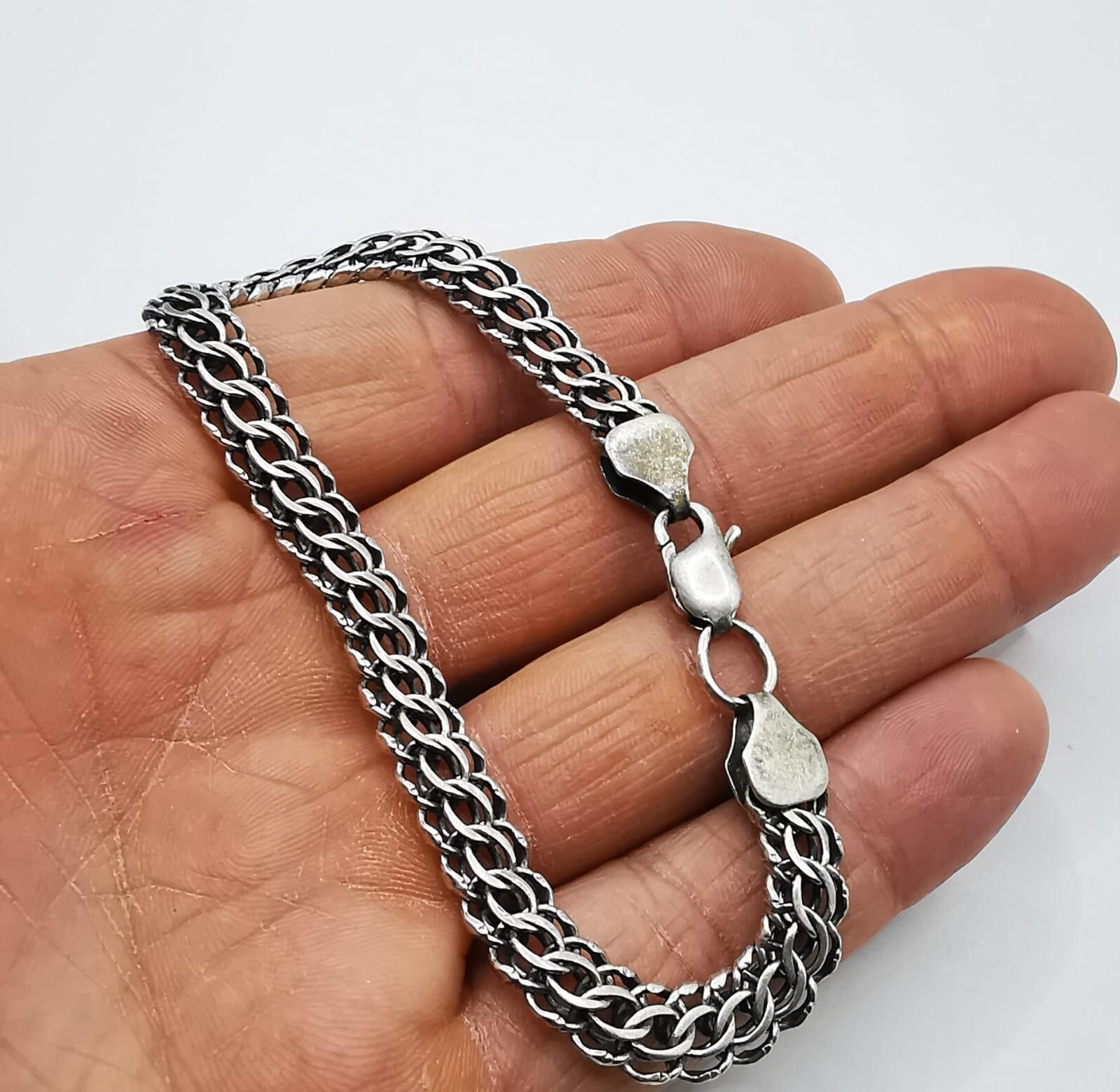 Vintage Bracelet 8.46″ Sterling Silver 925 Handmade 14.75g Unisex Adult