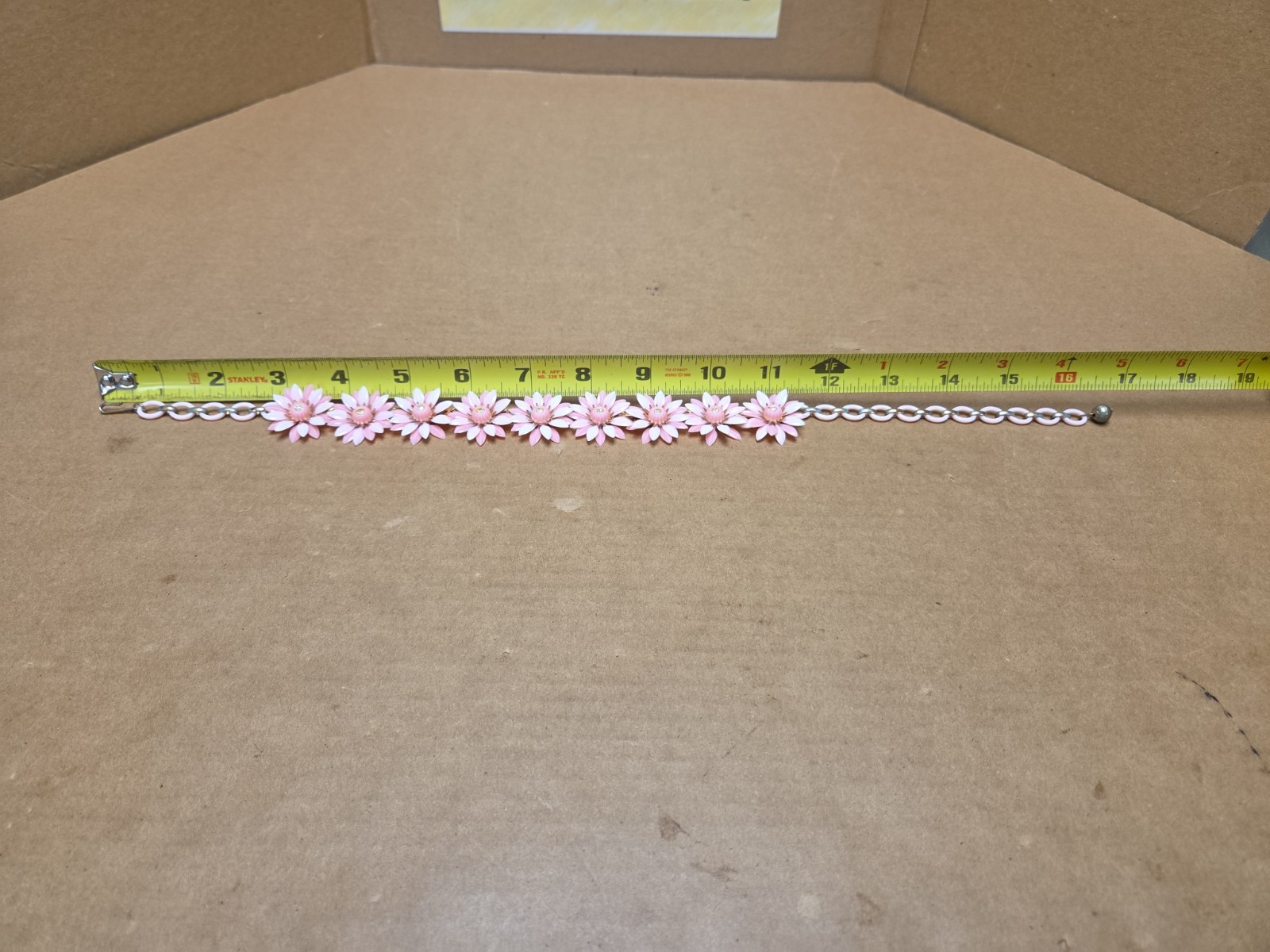 Vtg Coro Pink Plastic Flower Choker Necklace *SEE PICS